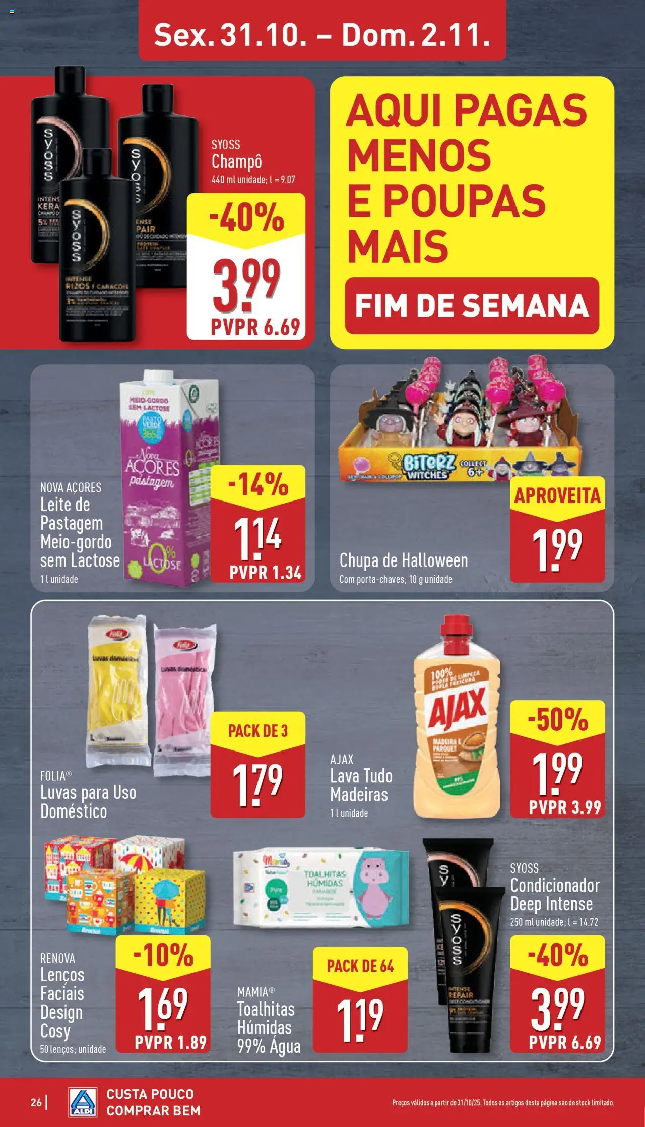 Aldi folheto │ válido de 27.10.2025 | Página: 26 | Produtos: Agua, Luvas, Madeiras, Leite