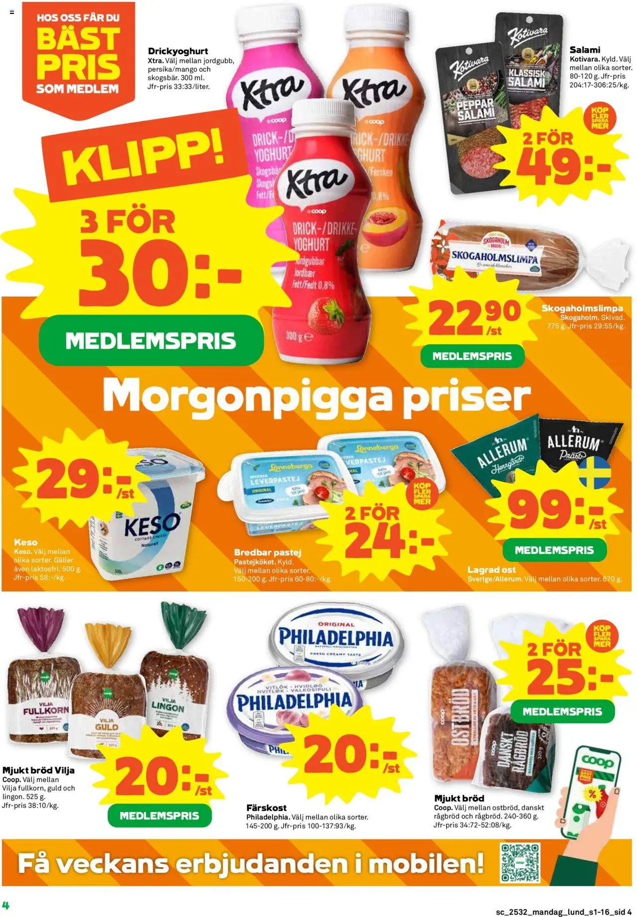 Stora Coop reklamblad aktuell från 04.08.2025 | Sida: 4 | Produkter: Leverpastej, Ost, Bröd, Salami