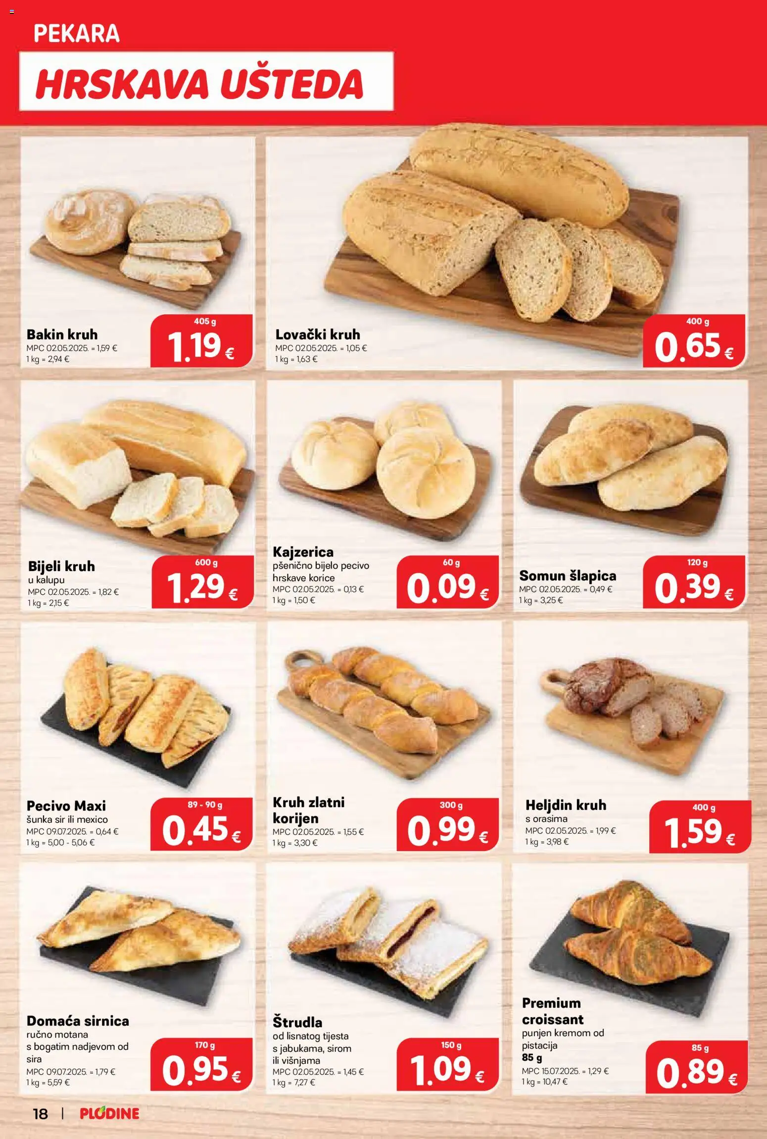 Plodine katalog | vrijedi od 04.03.2026 | Stranica: 18 | Proizvodi: Sir, Kruh, Šunka, Pecivo