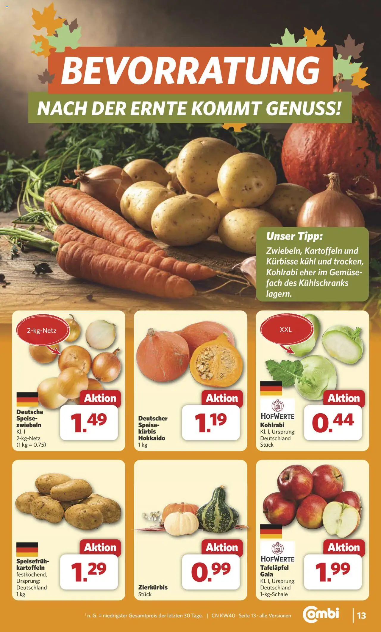 Combi Prospekt 	 – gültig ab 29.09.2025 | Seite: 15 | Produkte: Kartoffeln, Zwiebeln, Gemüse, Kürbis