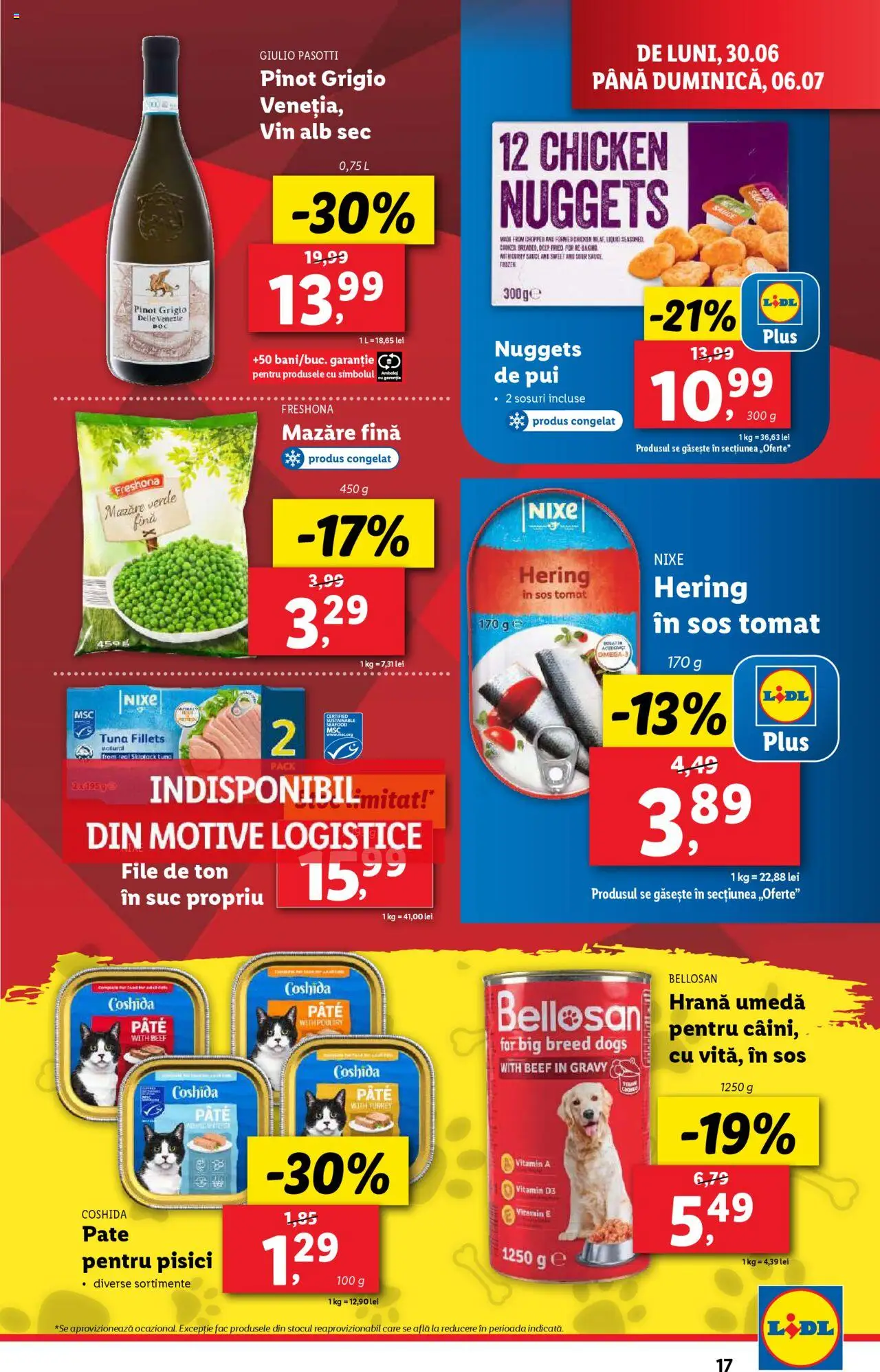 Catalog Lidl – valabil de la 30.06.2025 | Pagină: 17 | Produse: Mazăre, Hacıyatmaz Kedi Oyuncağı, Vin, Sos