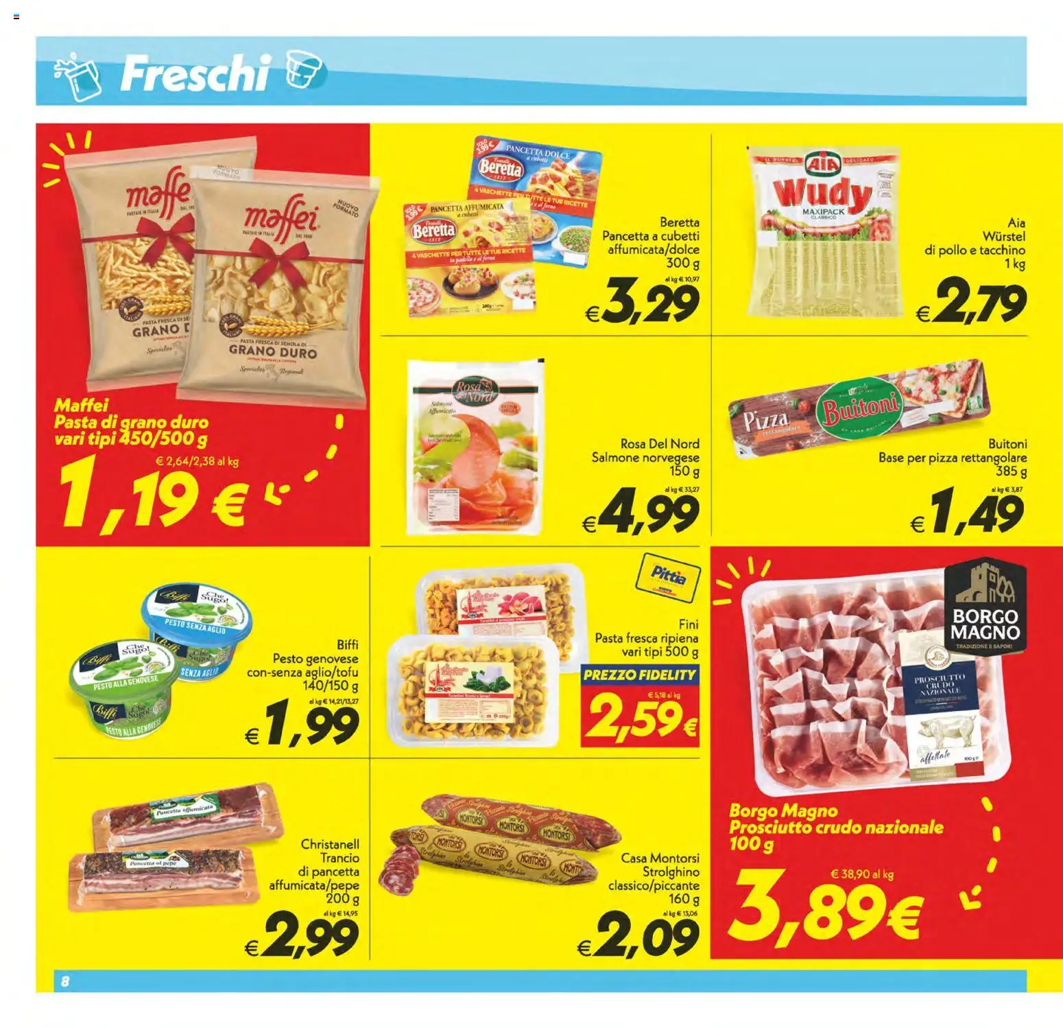 Volantino SuperConveniente del 24.02.2026 | Pagina: 8 | Prodotti: Pizza, Salmone, Pasta, Wurstel