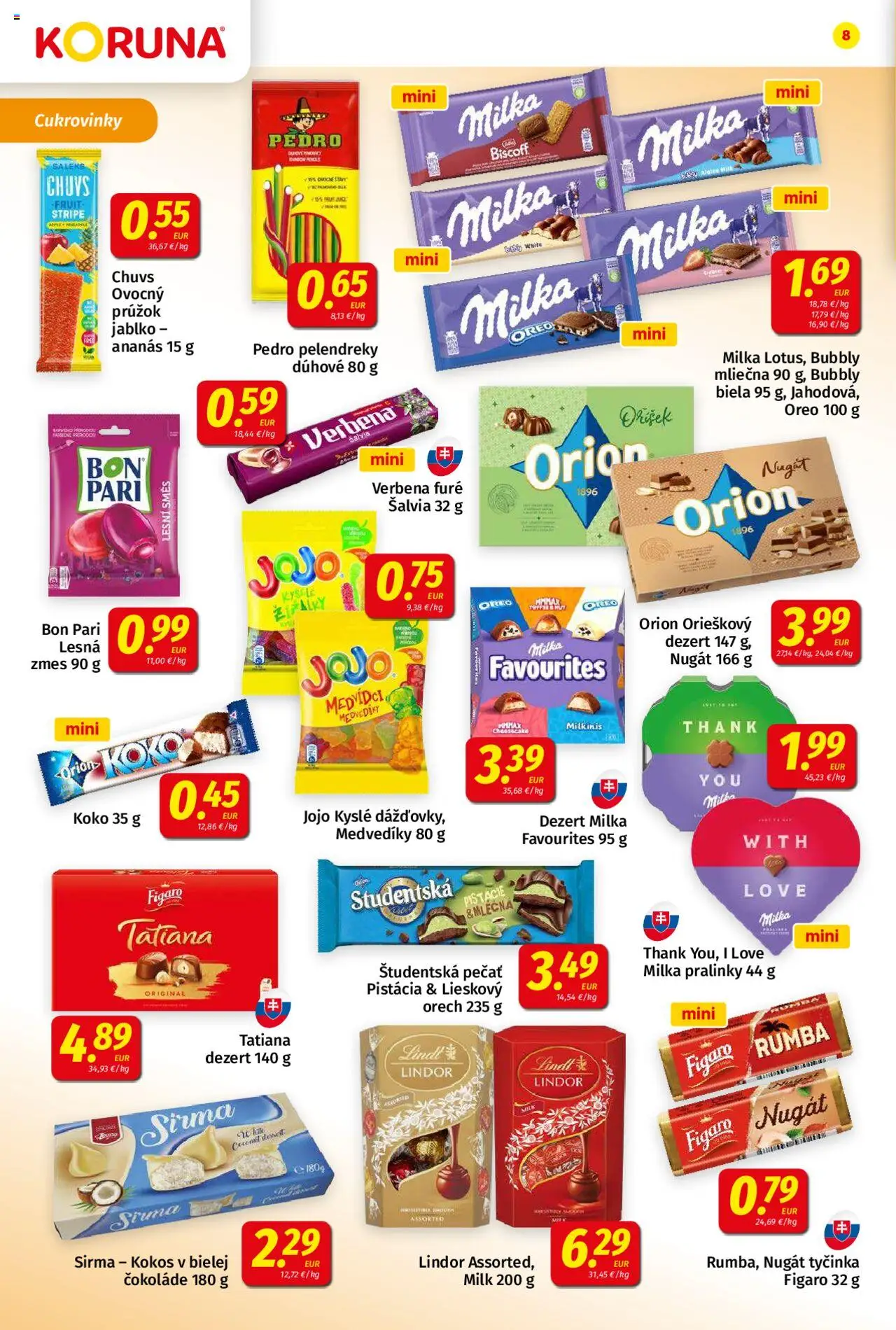 Koruna leták │ platný od 15.08.2025 | Strana: 8 | Produkty: Lindor, Lindt, Študentská pečať, Milka