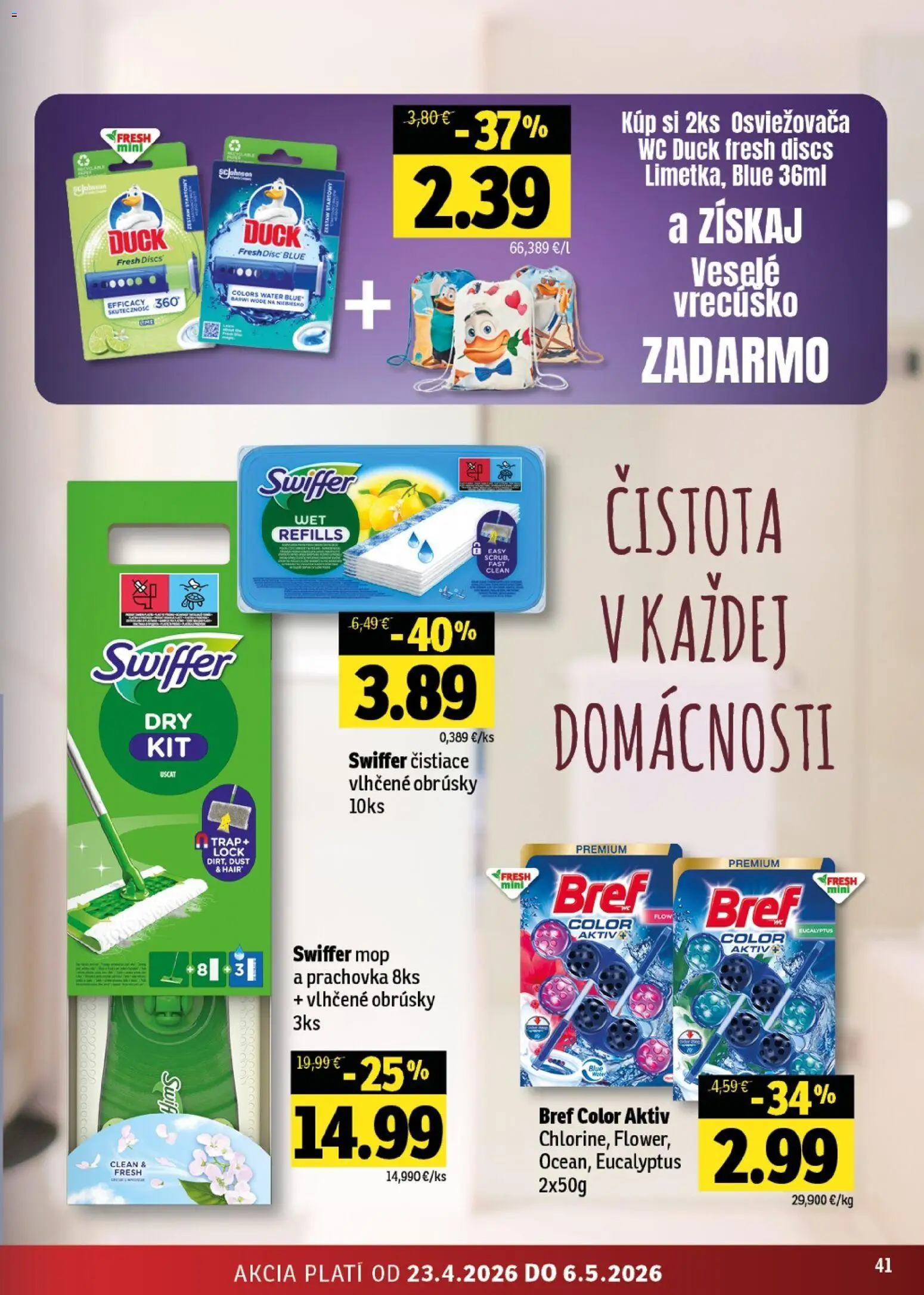 Nové Fresh akcie – leták je platný od 23.04.2026 | Strana: 41 | Produkty: Mop, Wc