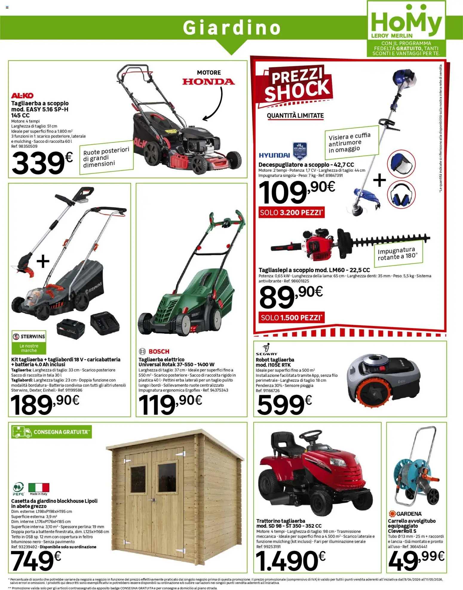 Volantino Leroy Merlin del 08.04.2026 | Pagina: 5 | Prodotti: Tubo, Carrello, Decespugliatore, Robot