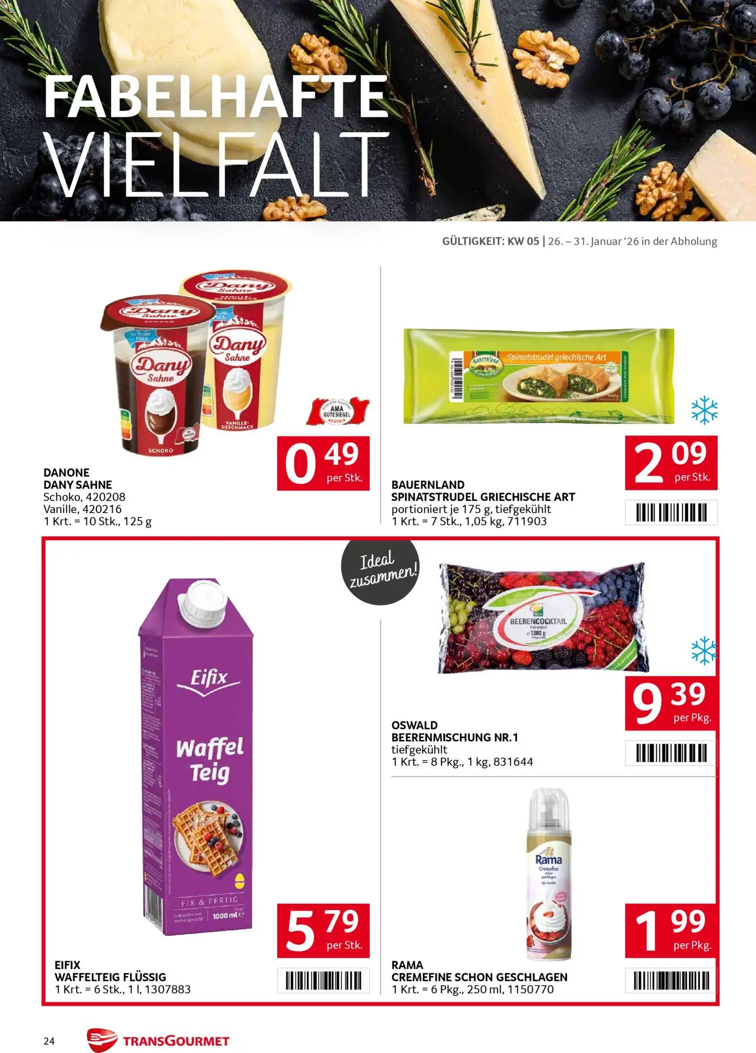 Transgourmet Flugblatt gültig ab 26.01.2026 | Seite: 24 | Produkte: Sahne