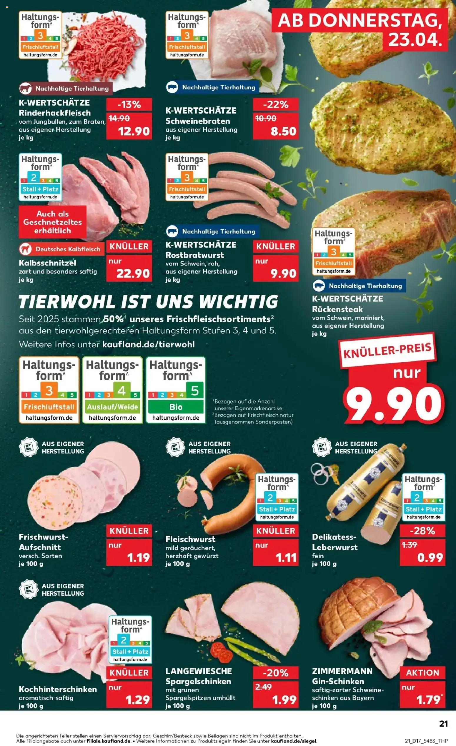 Kaufland Prospekt Ingelheim Am Rhein	 – gültig ab 23.04.2026 | Seite: 21 | Produkte: Schinken, Steak