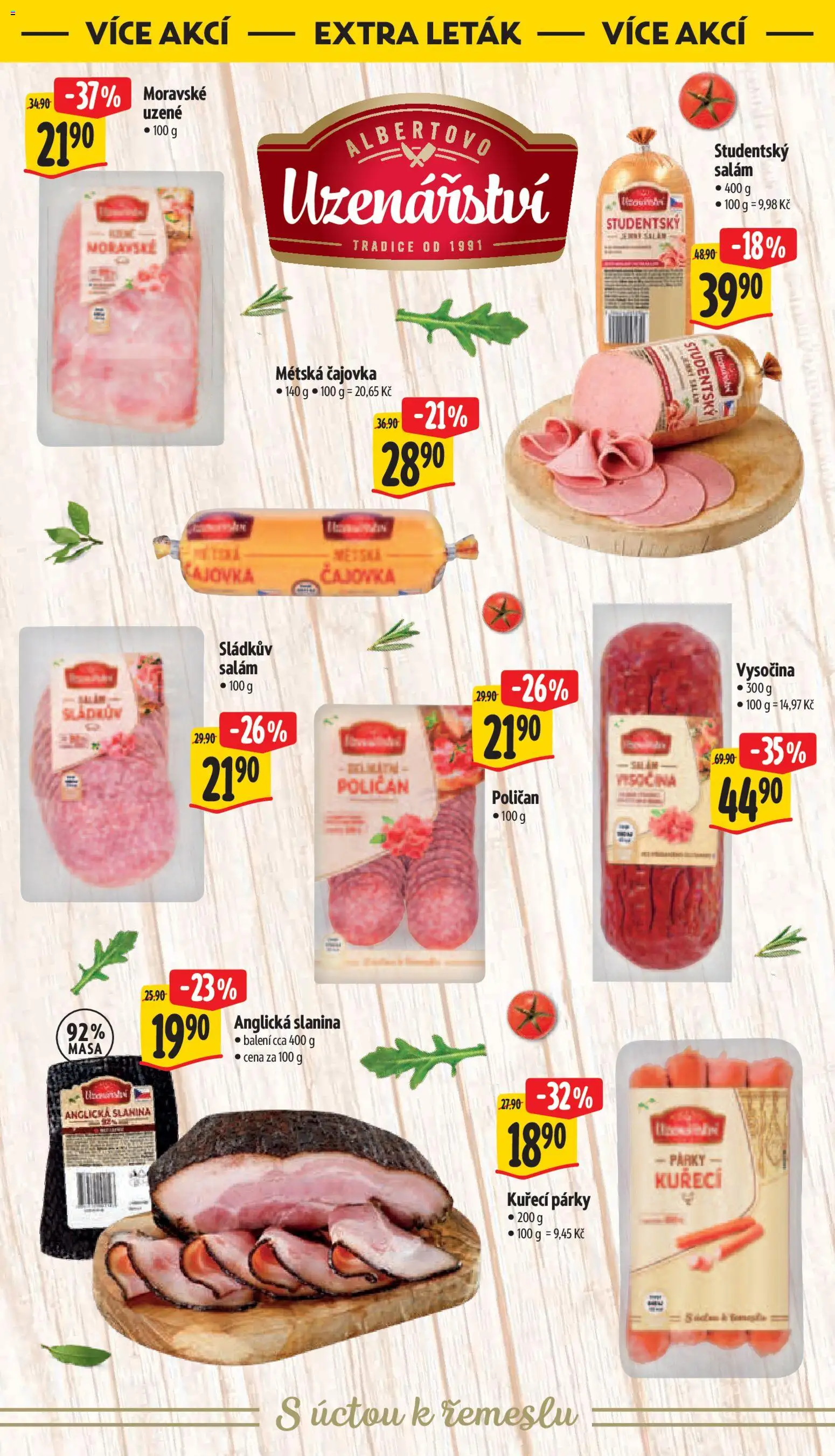 Albert leták - Supermarket od 01.04.2026 | Strana: 42 | Produkty: Párky, Anglická slanina, Vysočina, Slanina