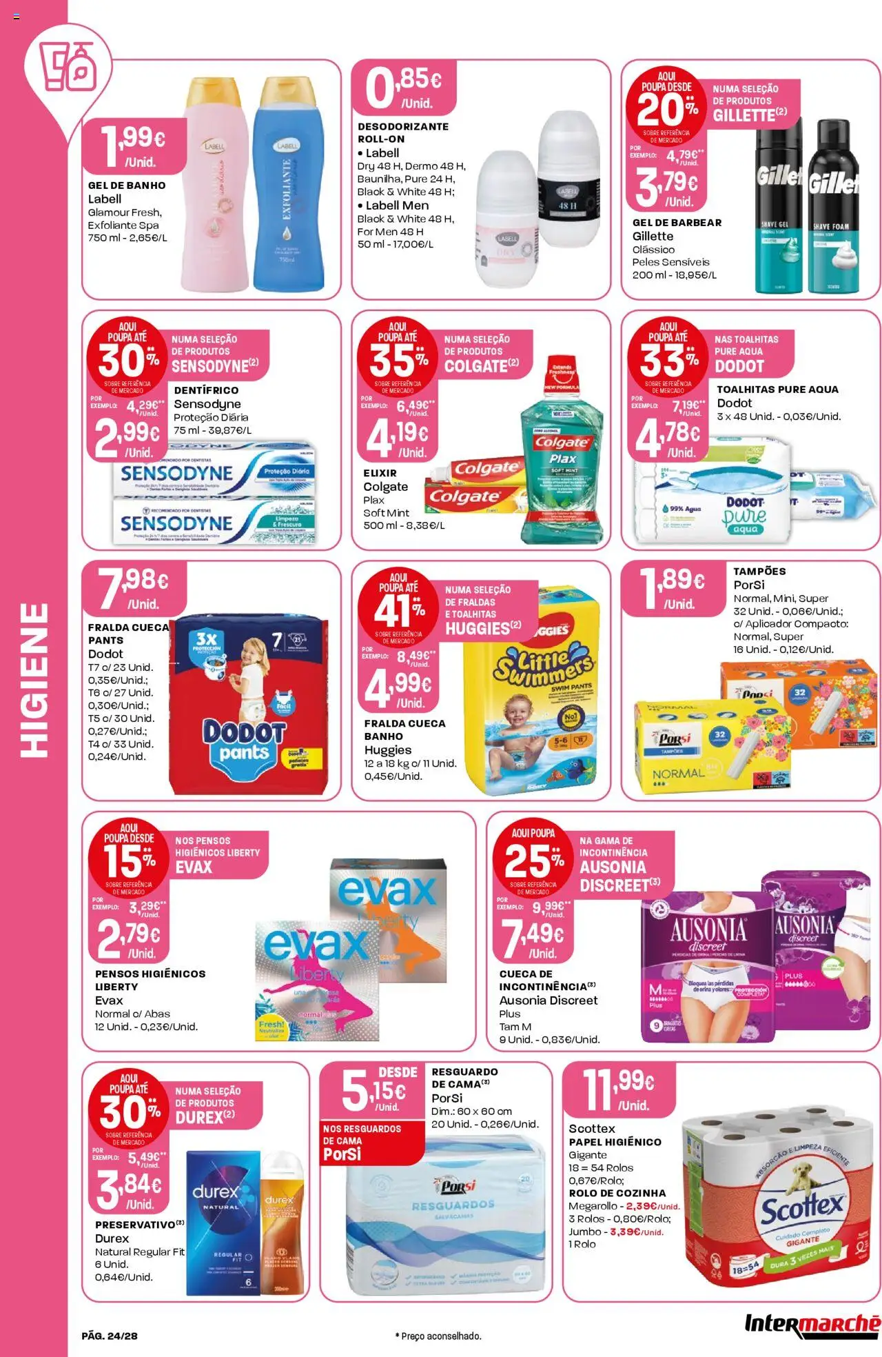 Intermarché folheto │ válido de 31.07.2025 | Página: 24 | Produtos: Papel higiénico, Pensos higiénicos, Cama, Banho