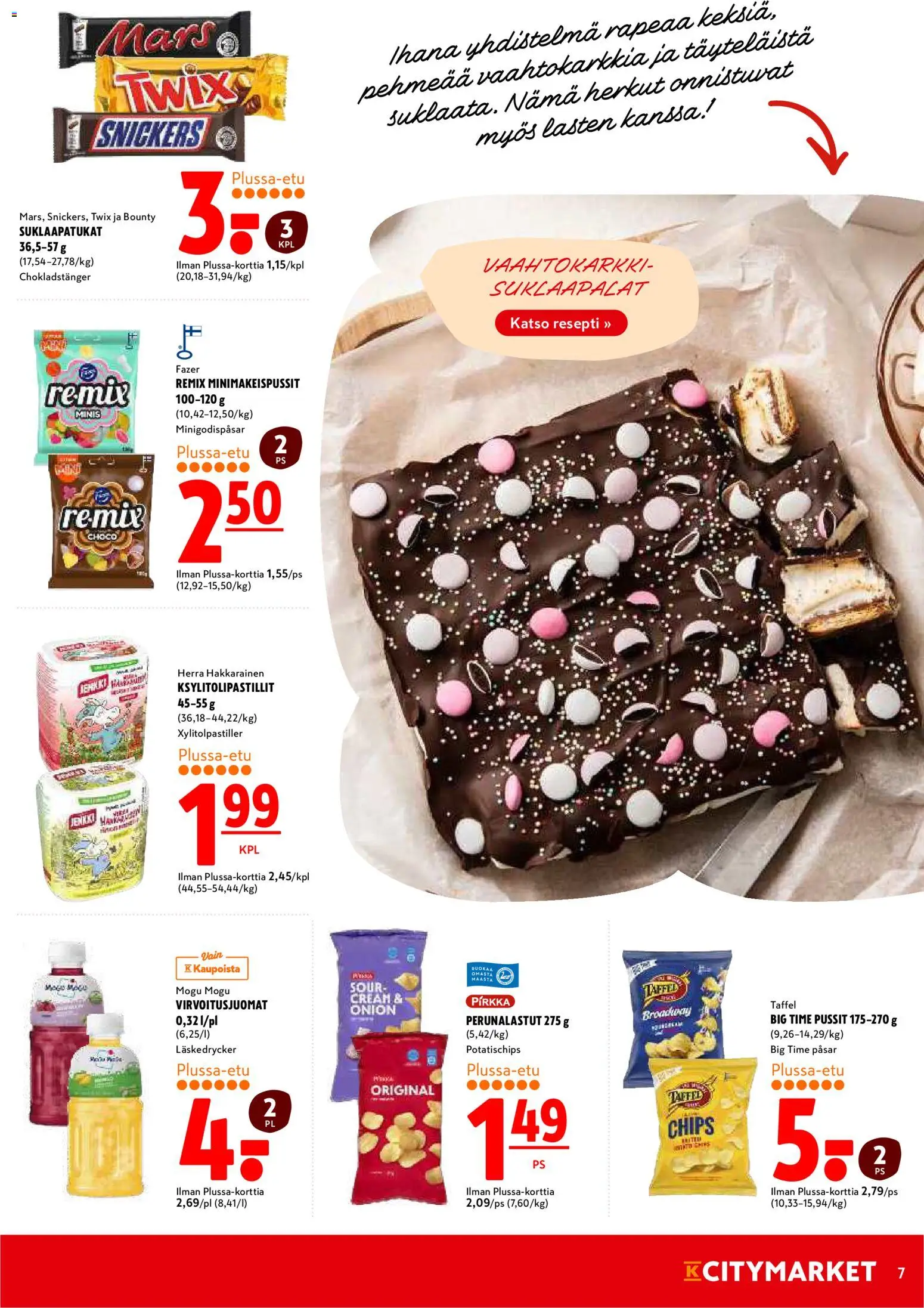 K-Citymarket tarjoukset – voimassa 13.11.2025 alkaen | Sivu: 7 | Tuotteet: Virvoitusjuomat, Suklaapatukat
