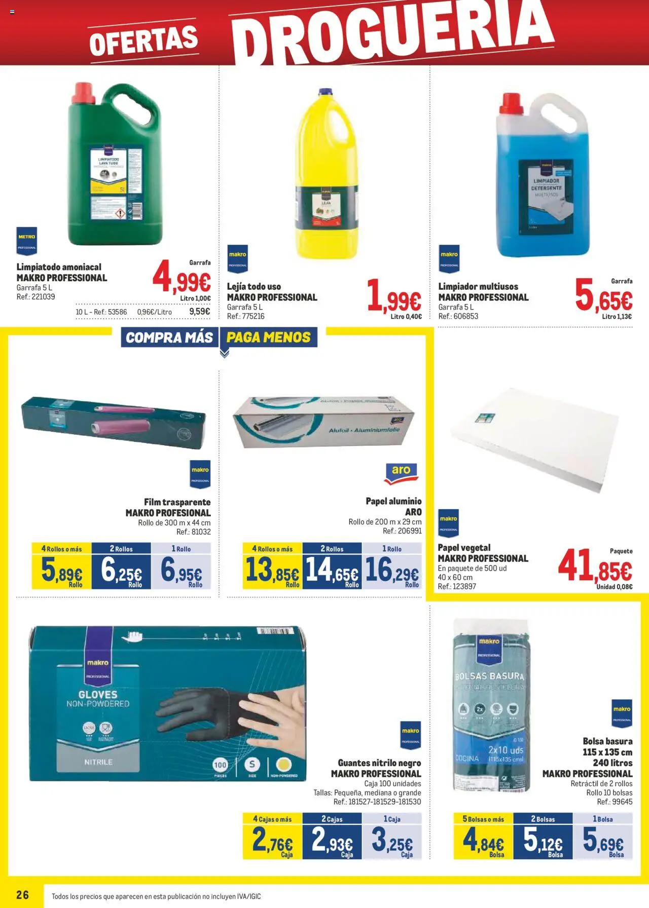 Makro - Precios Centro │ válido desde el 04.08.2025 | Página: 26 | Productos: Detergente, Guantes, Cocina, Caja