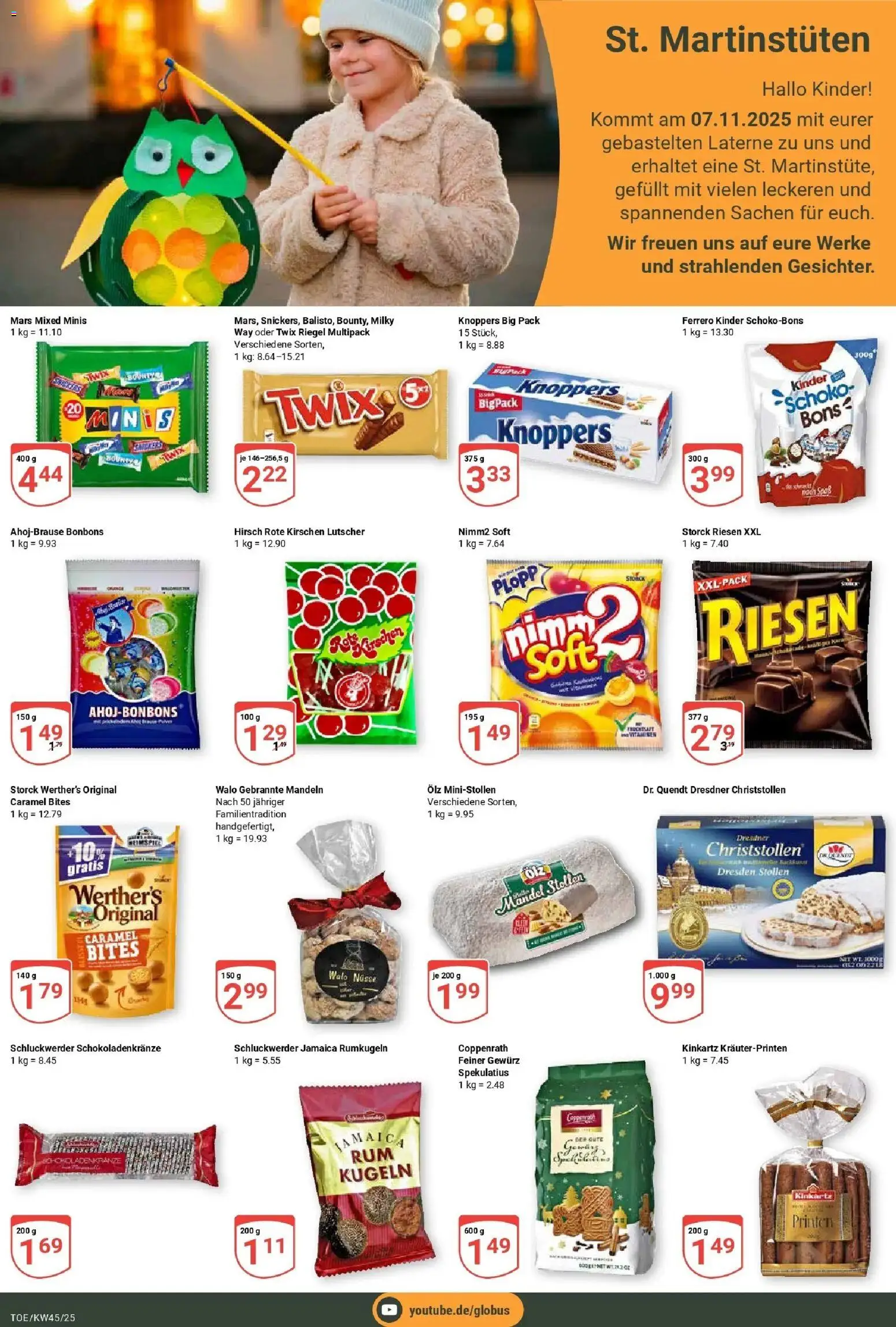 Globus prospekt Tönisvorst	 – gültig ab 02.11.2025 | Seite: 14 | Produkte: Mandeln, Twix, Kirschen, Rumkugeln