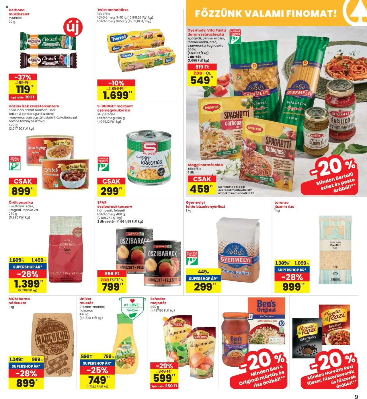 Interspar akciós ujság - amely érvényes a következő dátumtól: 05.06.2025 | Oldal: 9 | Termékek: Őszibarack, Müzli, Nádcukor, Chilis bab