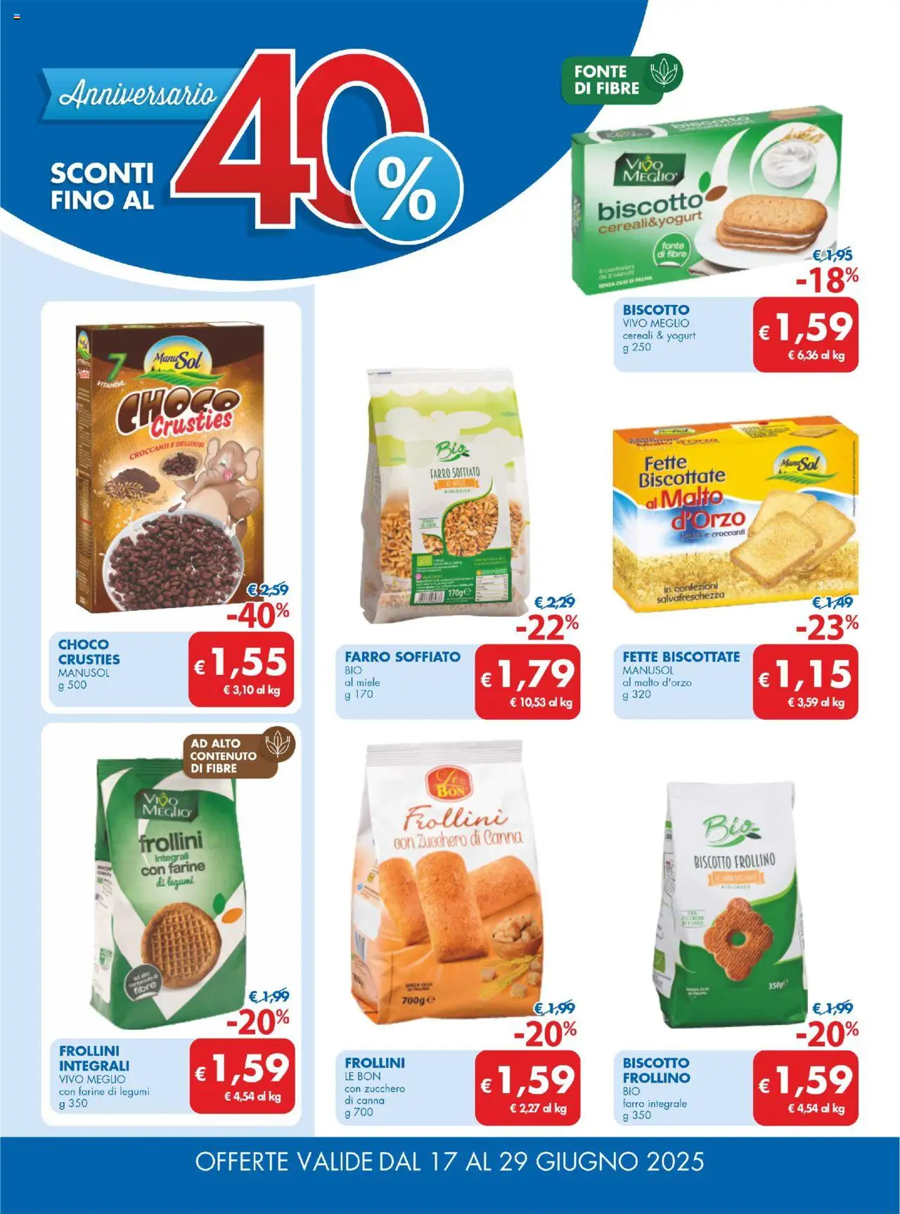 Volantino MD Discount del 17.06.2025 | Pagina: 10 | Prodotti: Legumi, Yogurt, Fette biscottate, Frollini