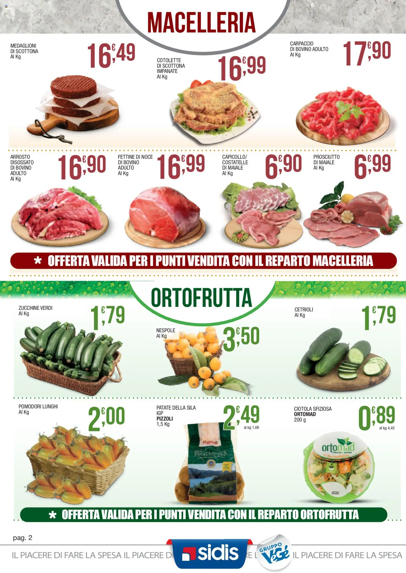 Volantino Sidis del 20.04.2026 | Pagina: 2 | Prodotti: Arrosto, Maiale, Prosciutto, Pomodori