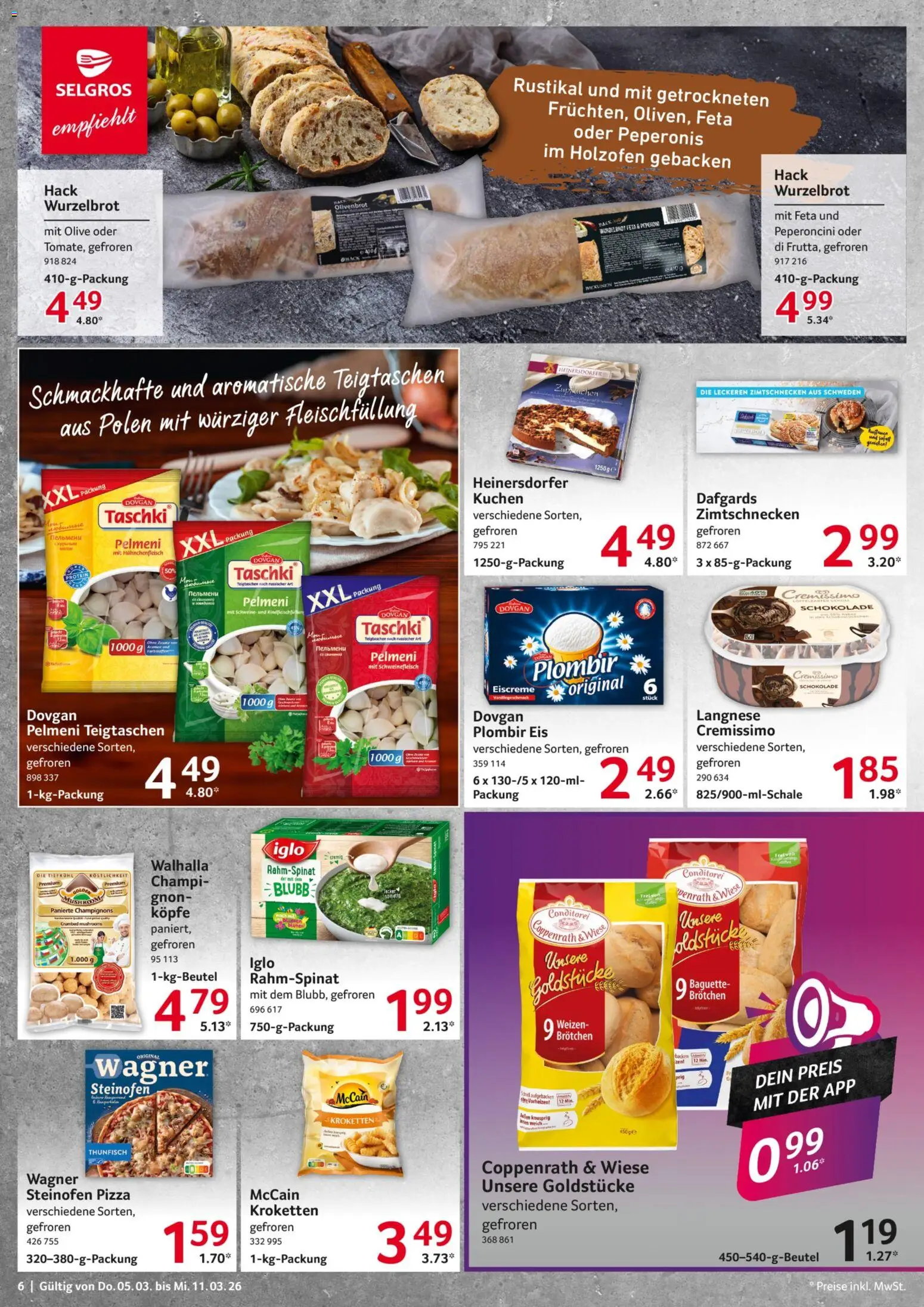 Selgros Prospekt 	 – gültig ab 05.03.2026 | Seite: 6 | Produkte: Thunfisch, Champignons, Pizza, Eis