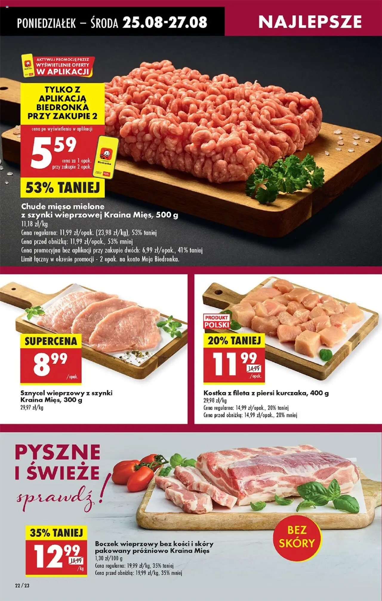 Biedronka gazetka od 25.08.2025 | Strona: 28 | Produkty: Piersi, Mięso, Mięso mielone, Boczek