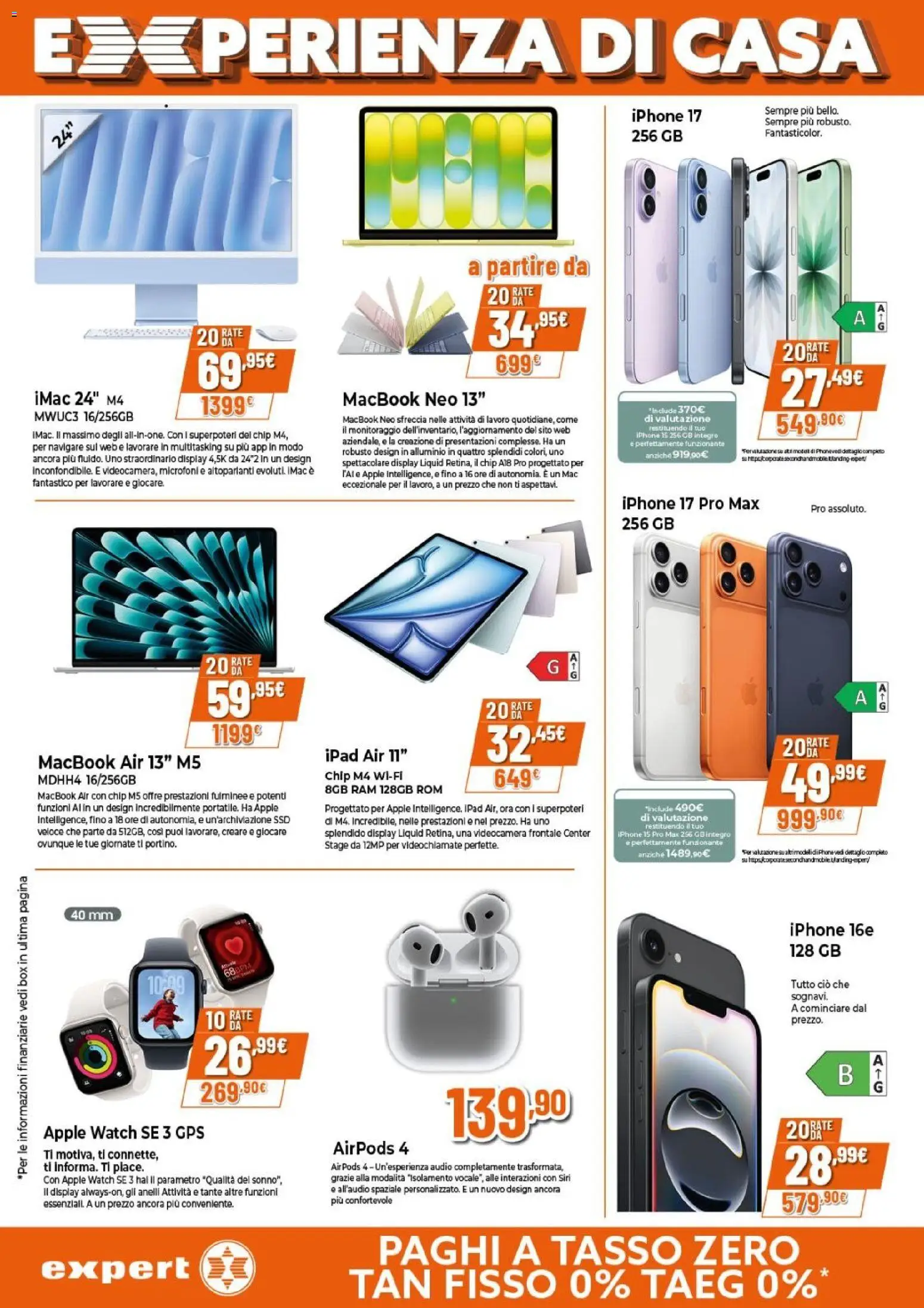 Volantino Expert del 09.04.2026 | Pagina: 9 | Prodotti: Macbook air, Audio, Videocamera, Apple Watch