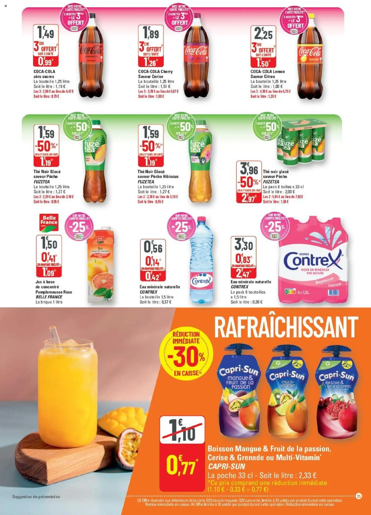 {H1} | Page: 15 | Produits: Pamplemousse, Jus, Contrex, Thé