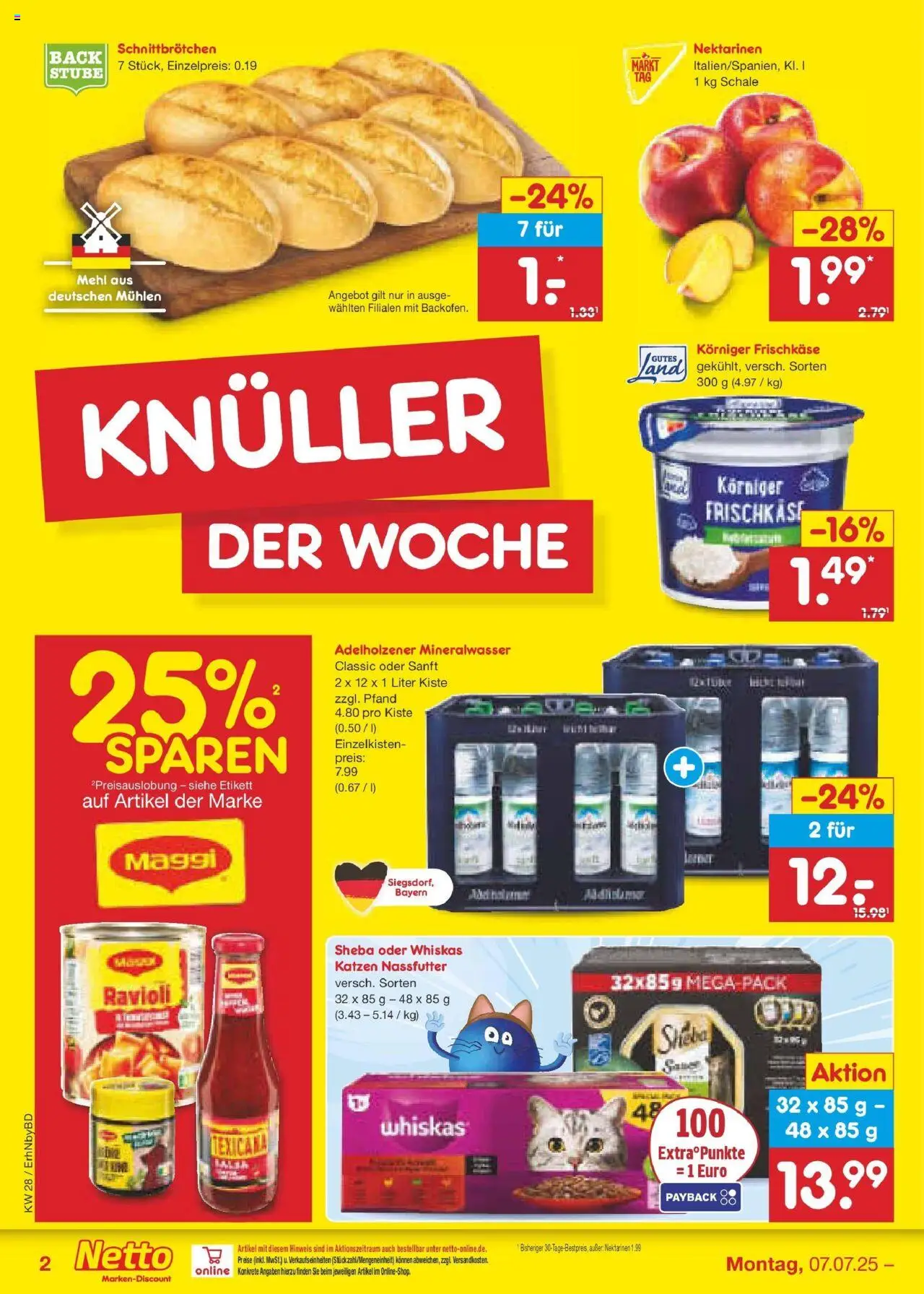 Netto Marken-Discount prospekt Ergolding	 - gültig ab dem 07.07.2025 | Seite: 2 | Produkte: Adelholzener, Mineralwasser, Frischkase, Whiskas