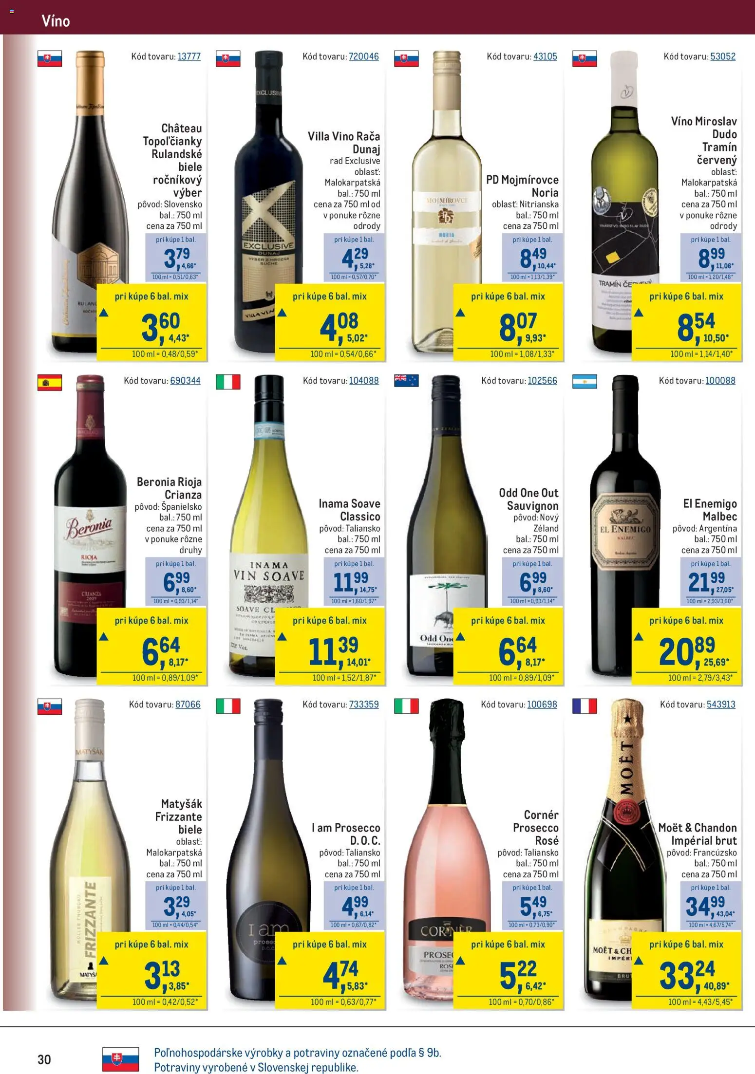 Nové Metro akcie – leták je platný od 08.04.2026 | Strana: 30 | Produkty: Víno, Prosecco