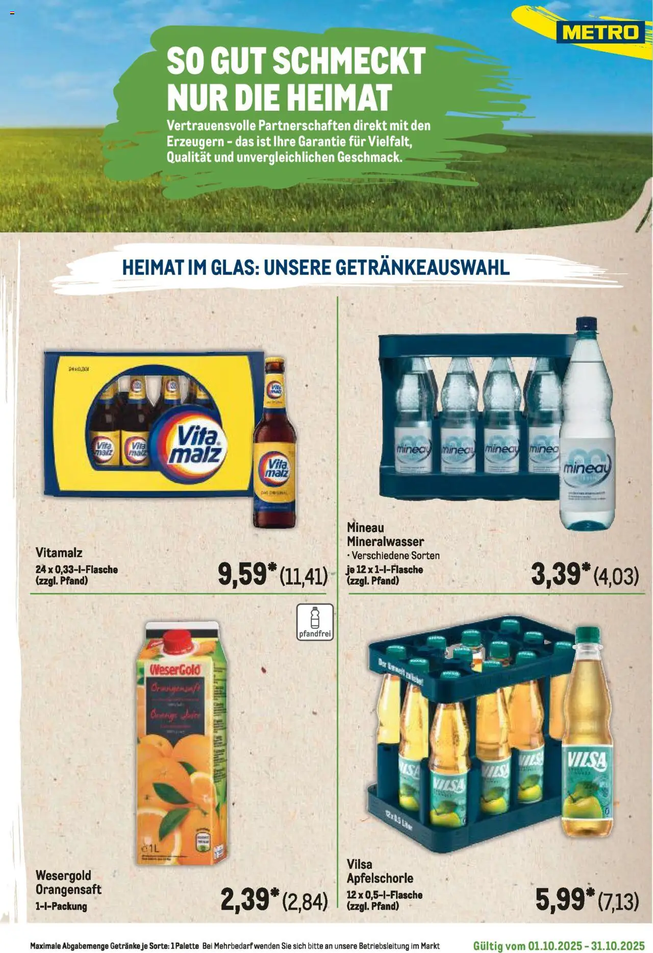 Metro Regionaler Flyer – gültig ab 01.10.2025 | Seite: 13 | Produkte: Orangensaft, Mineralwasser
