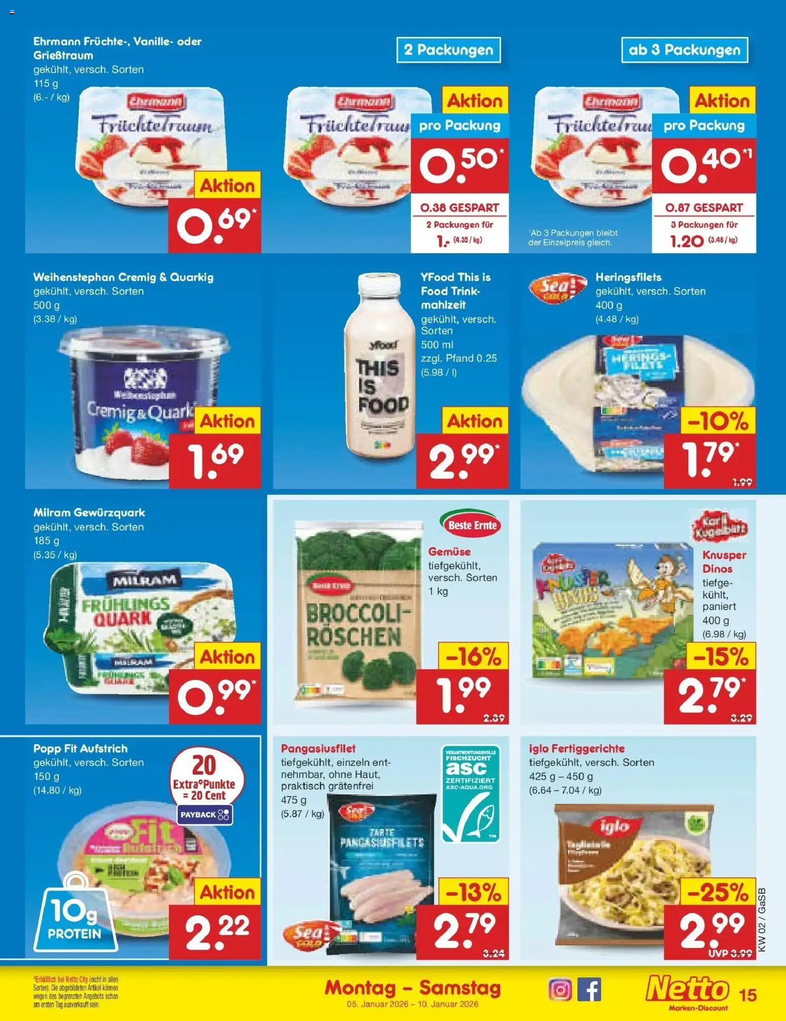 Netto Marken-Discount - Netto: Wochenangebote – gültig ab 05.01.2026 | Seite: 15 | Produkte: Iglo, YFood, Gemüse, Milram