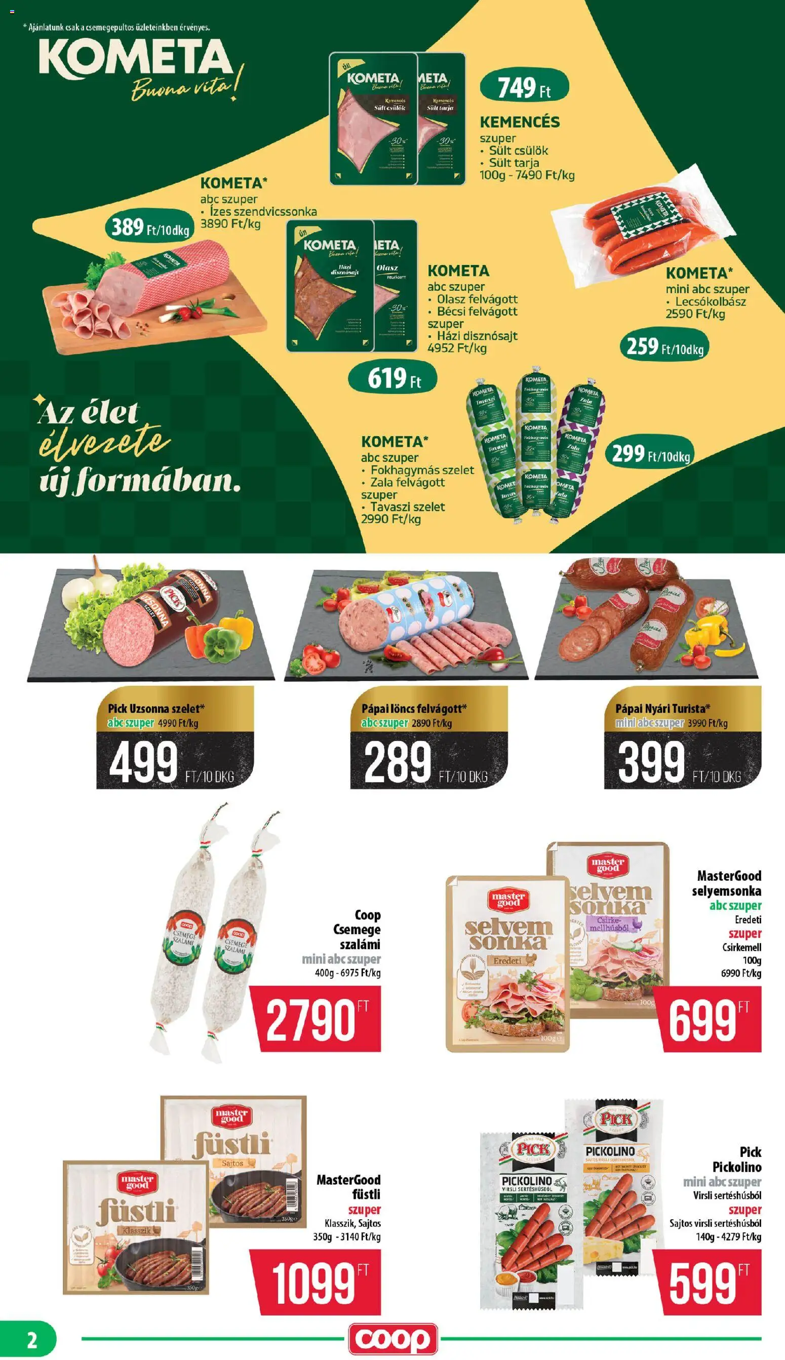 COOP akciós ujság - amely érvényes a következő dátumtól: 15.01.2026 | Oldal: 2 | Termékek: Virsli, Tarja, Lecsókolbász, Felvágott