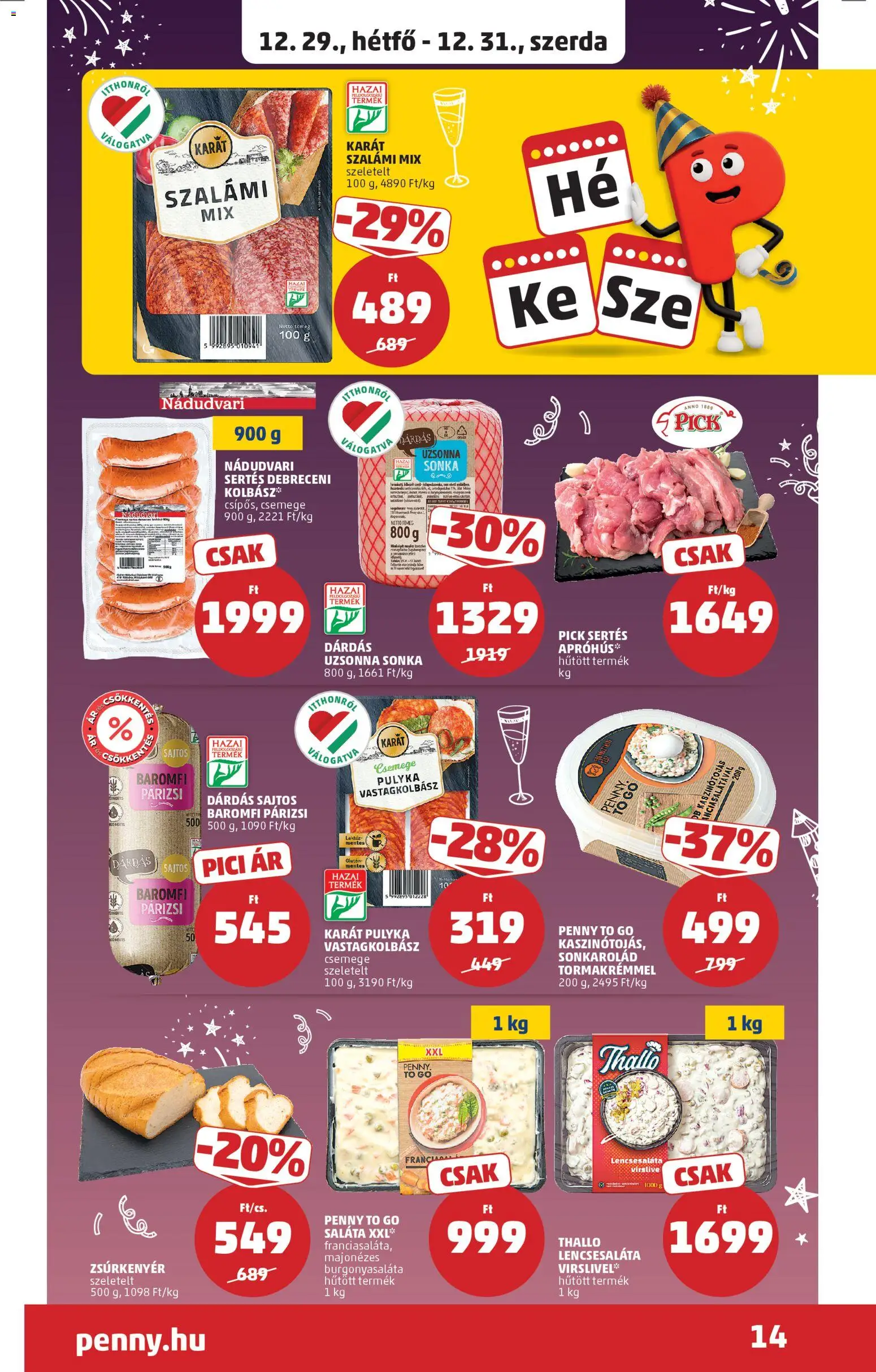 PENNY akciós ujság - amely érvényes a következő dátumtól: 27.12.2025 | Oldal: 18 | Termékek: Író, Debreceni, Szalámi, Saláta