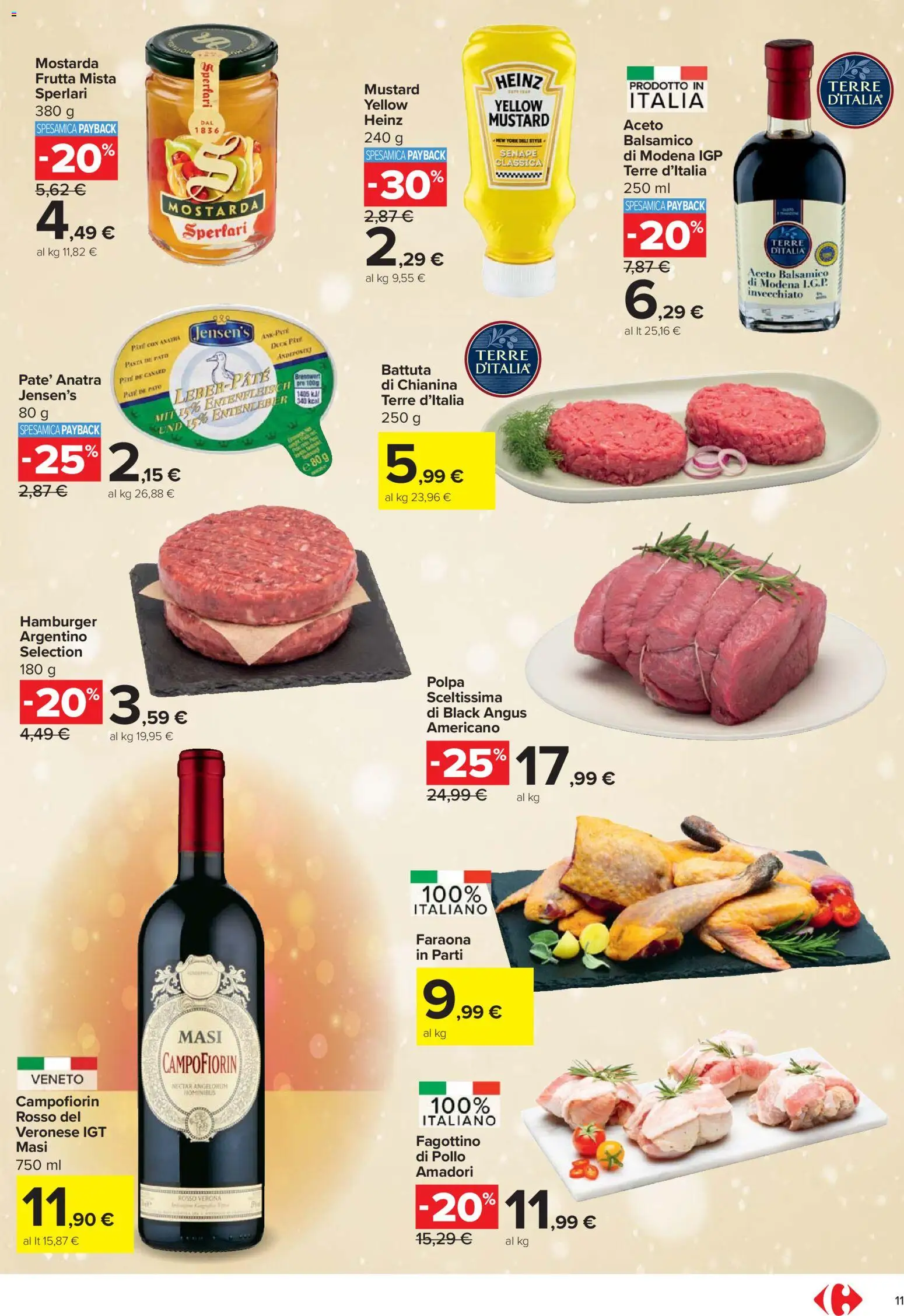 Volantino Carrefour del 27.11.2025 | Pagina: 11 | Prodotti: Paté, Pollo, Aceto, Hamburger