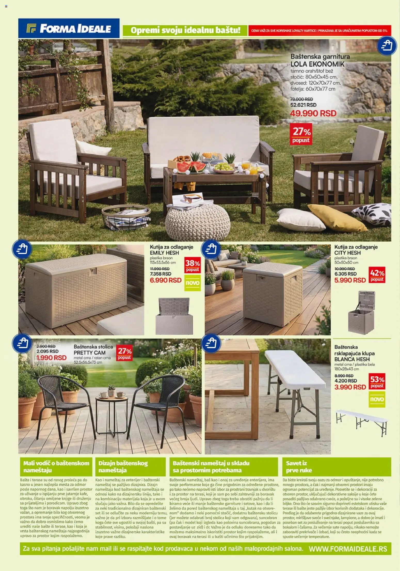 Forma Ideale katalog - važi od 06.04.2026 | Strana: 4 | Proizvode: Baštenska stolica, Sto, Baštenski nameštaj, Suncobran