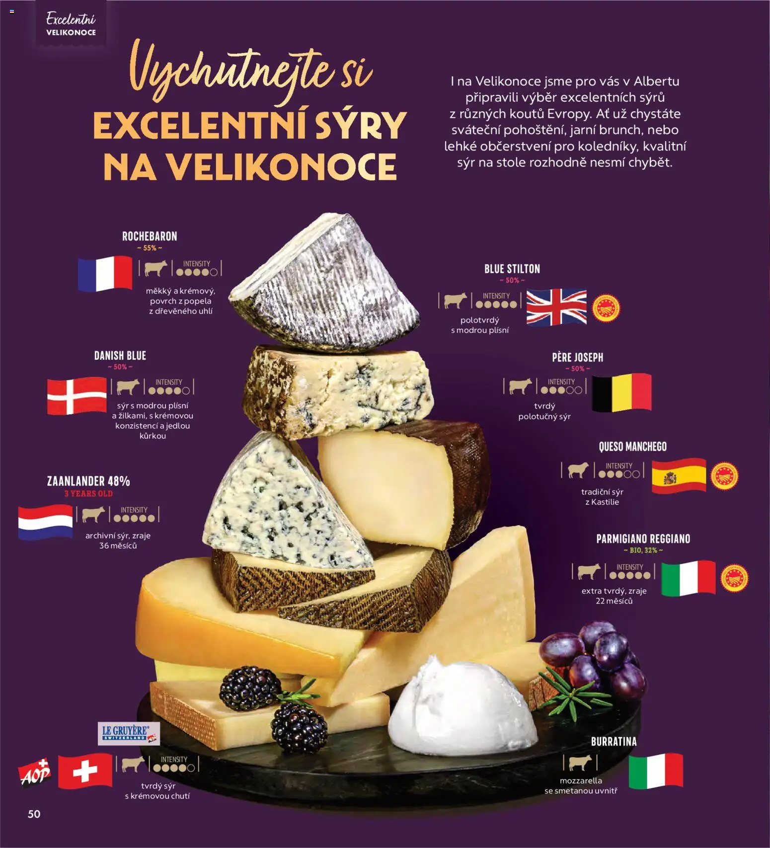 Albert magazín od 01.03.2026 | Strana: 50 | Produkty: Sýr, Sýry, Parmigiano Reggiano, Tvrdý sýr