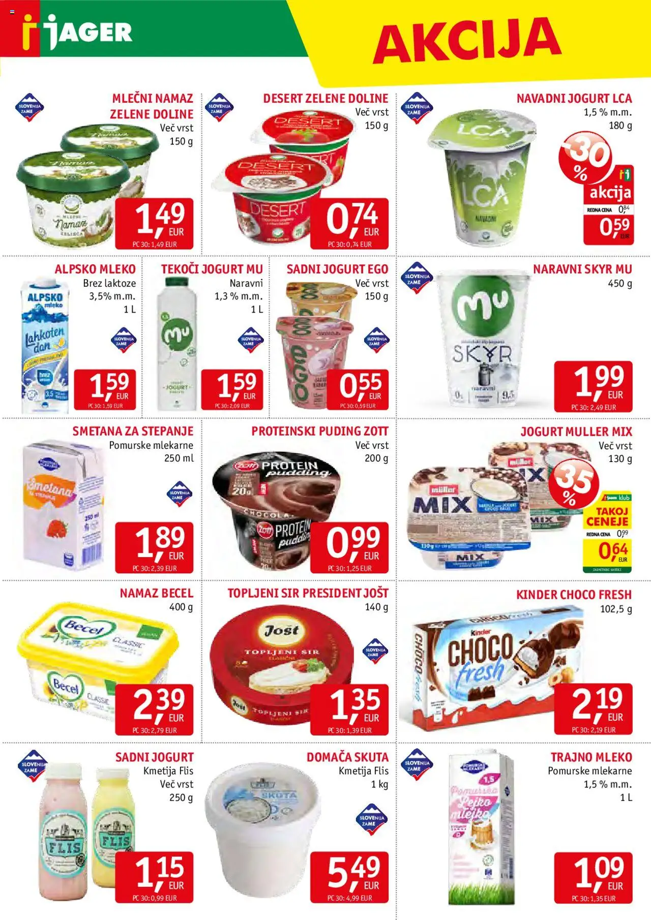 Novi Jager katalog ponudbe – veljaven od 22.10.2025 | Stran: 5 | Izdelki: Topljeni sir, Puding, Namaz, Sir