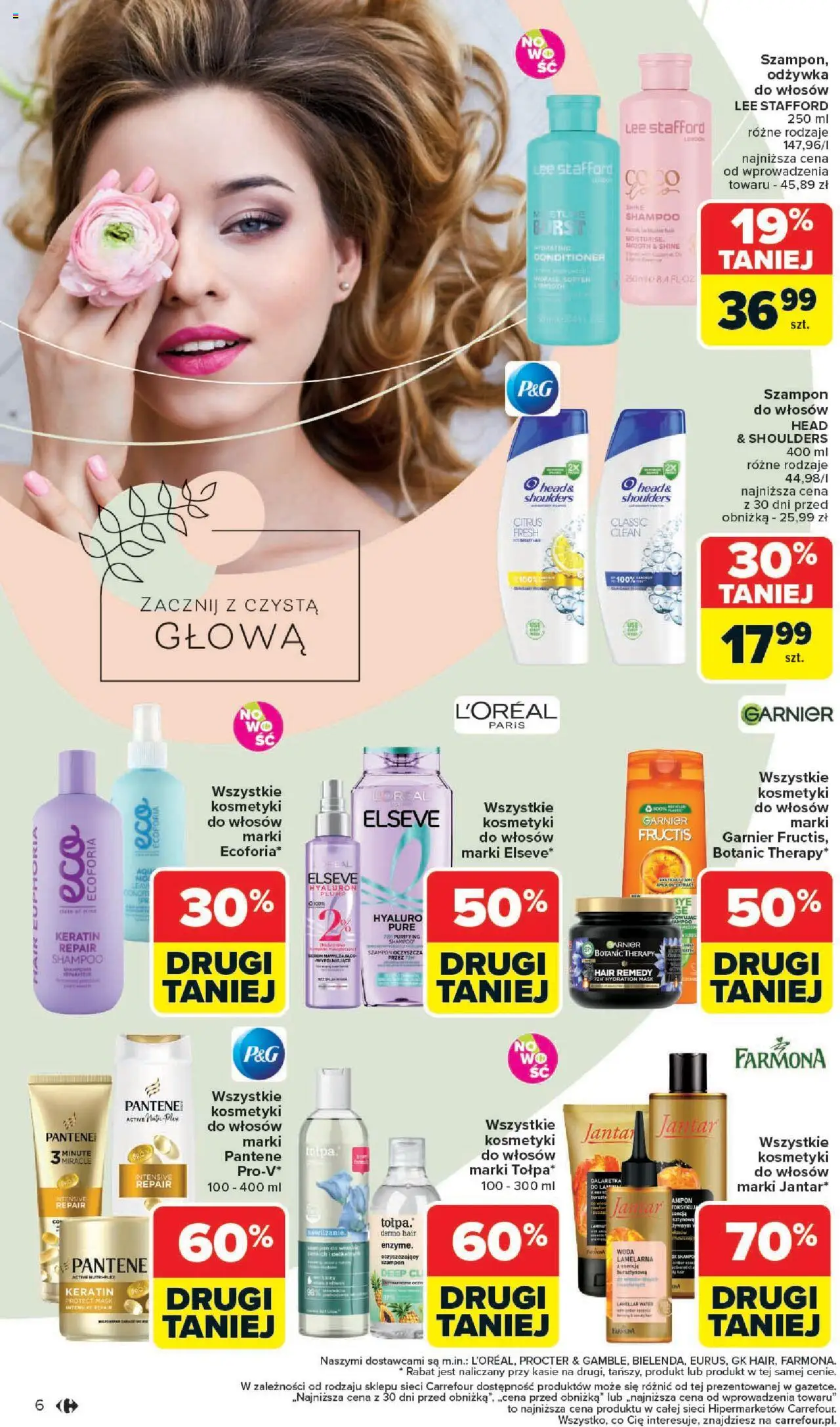 Carrefour Gazetka - Zadbać o siebie od 18.08.2025 | Strona: 6 | Produkty: Szampon, Odżywka, Odżywka do włosów, Woda