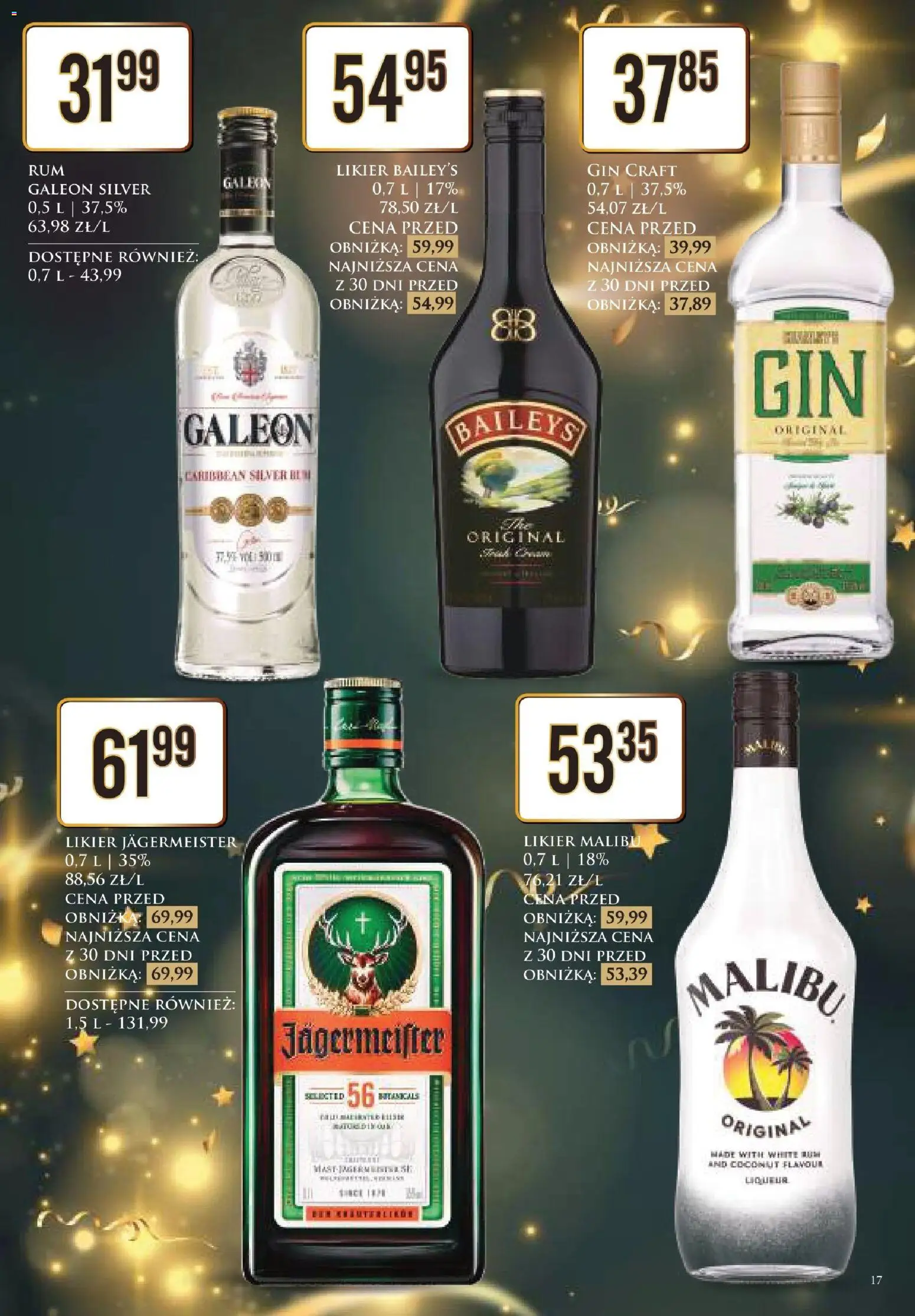 Dino Gazetka alkoholowa od 27.12.2025 | Strona: 17 | Produkty: Baileys, Jagermeister, Rum, Gin