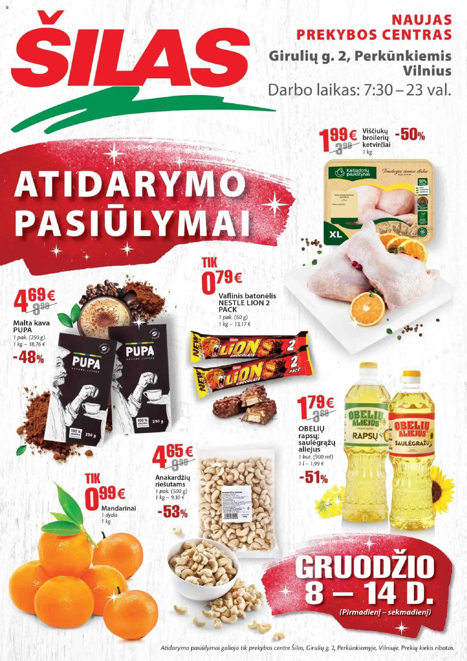 Šilas akcijos nuo 08.12.2025 | Puslapis: 1 | Prekių: Aliejus, Kava, Mandarinai