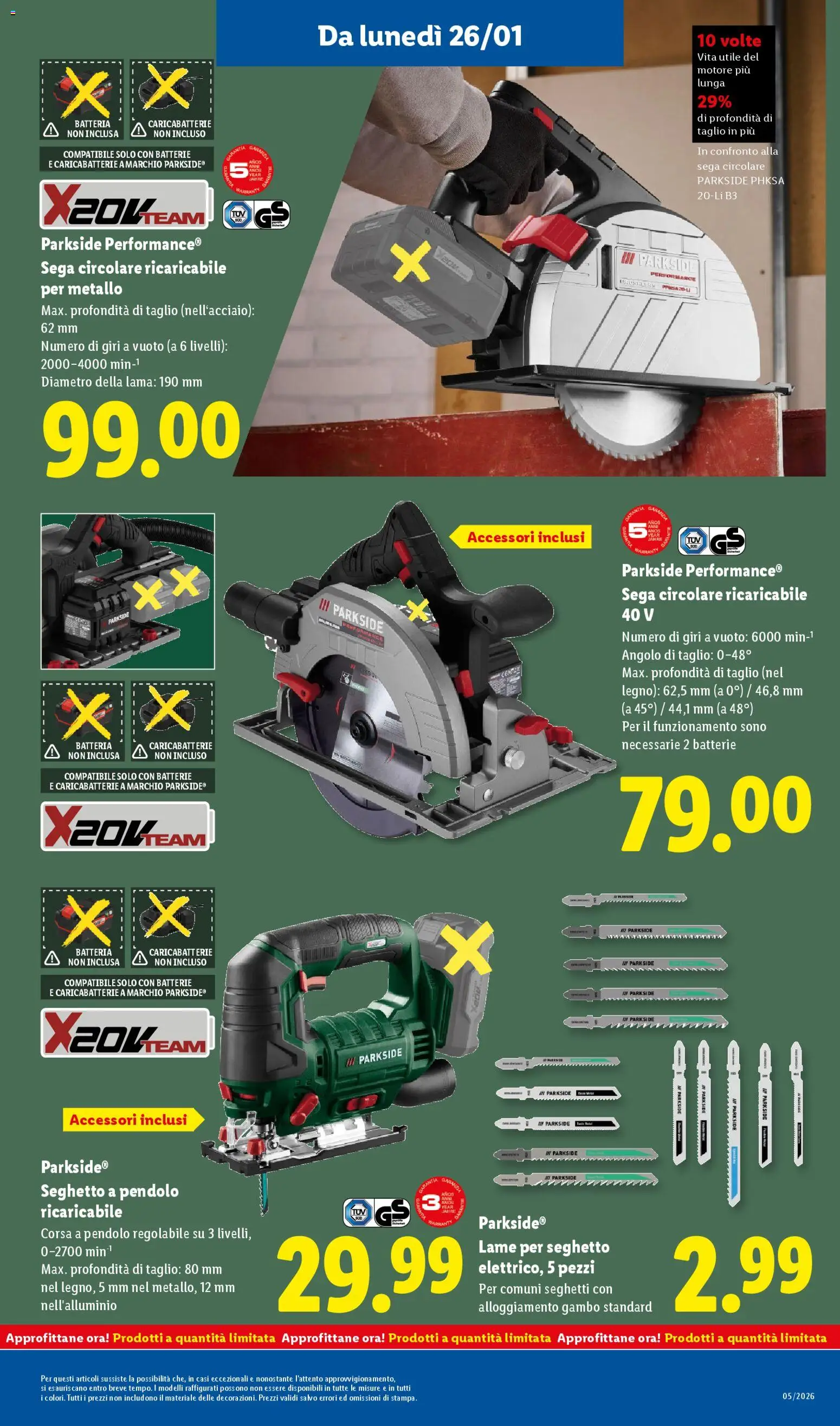 Volantino Lidl del 26.01.2026 | Pagina: 31 | Prodotti: Sega, Batteria, Batterie, Caricabatterie