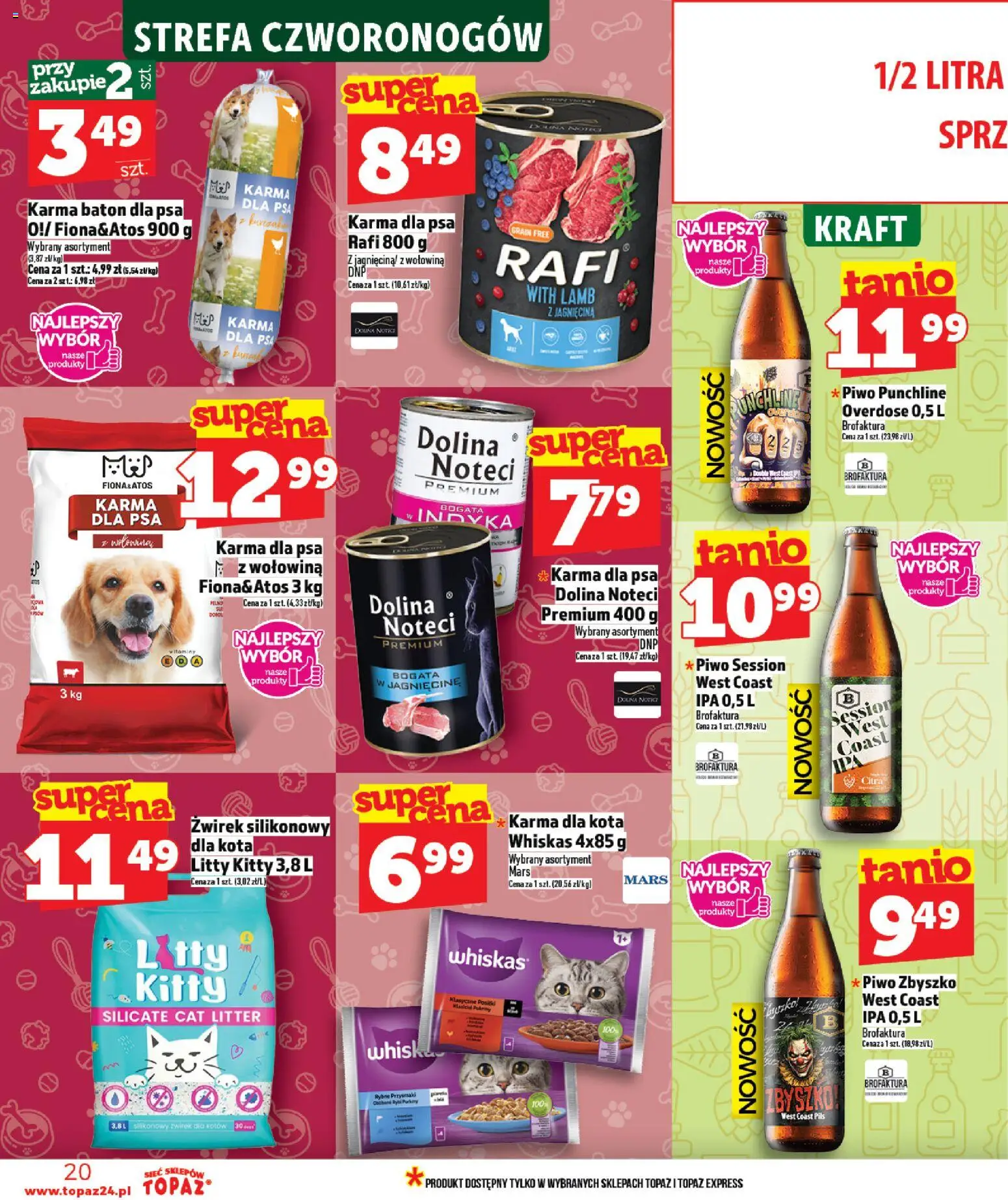 Topaz Gazetka MAZ od 26.02.2026 | Strona: 20 | Produkty: Jagnięcina, Karma dla kota, Karma dla psa, Whisky