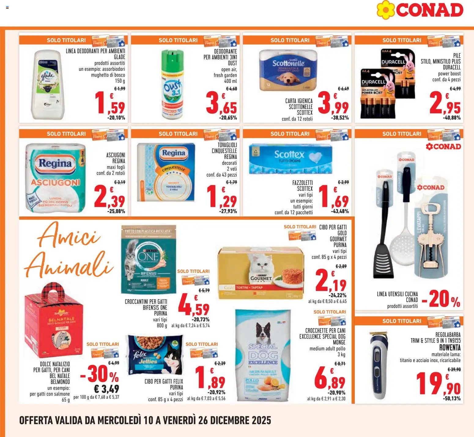 Volantino Conad del 10.12.2025 | Pagina: 28 | Prodotti: Pile, Regolabarba, Pollo, Salmone