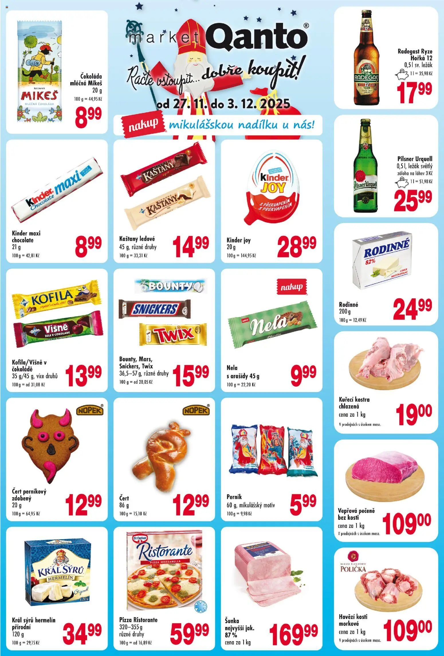 Astur & Qanto - Leták od 27.11.2025 | Strana: 1 | Produkty: Radegast Ryze Hořká 12, Arašídy, Kinder Joy, Pilsner Urquell