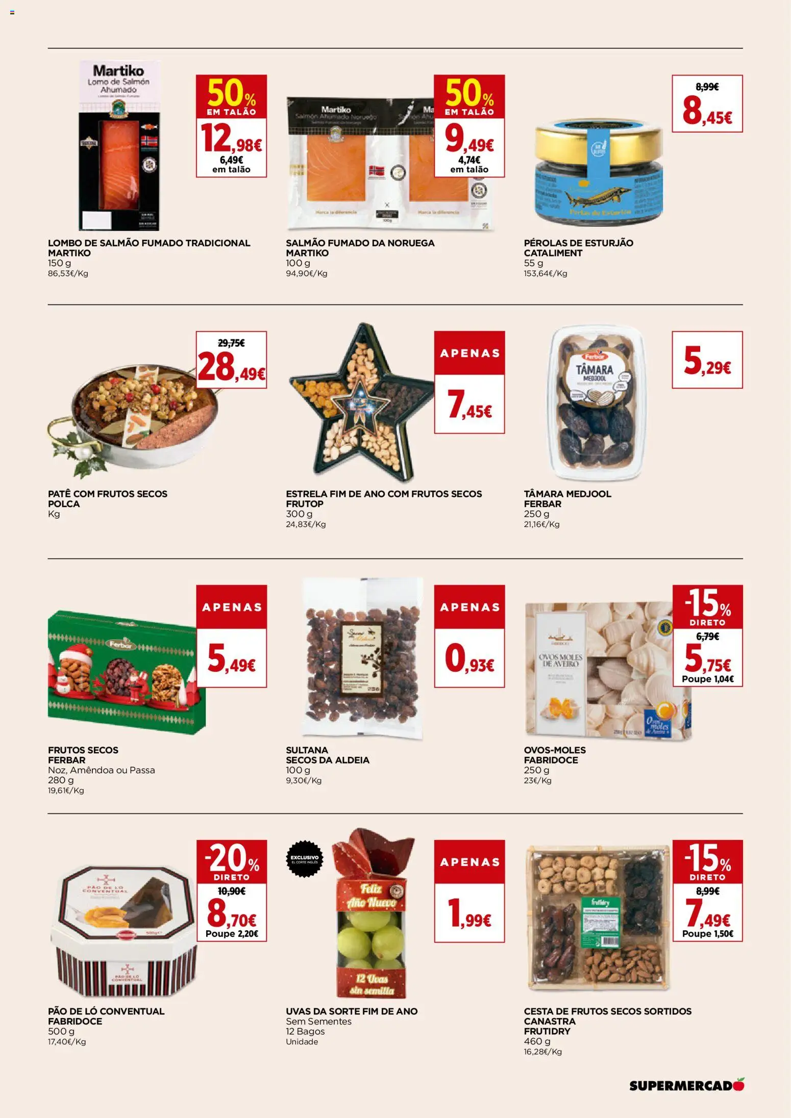 El Corte Ingles folheto │ válido de 25.12.2025 | Página: 5 | Produtos: Salmão, Cesta, Pão, Uvas