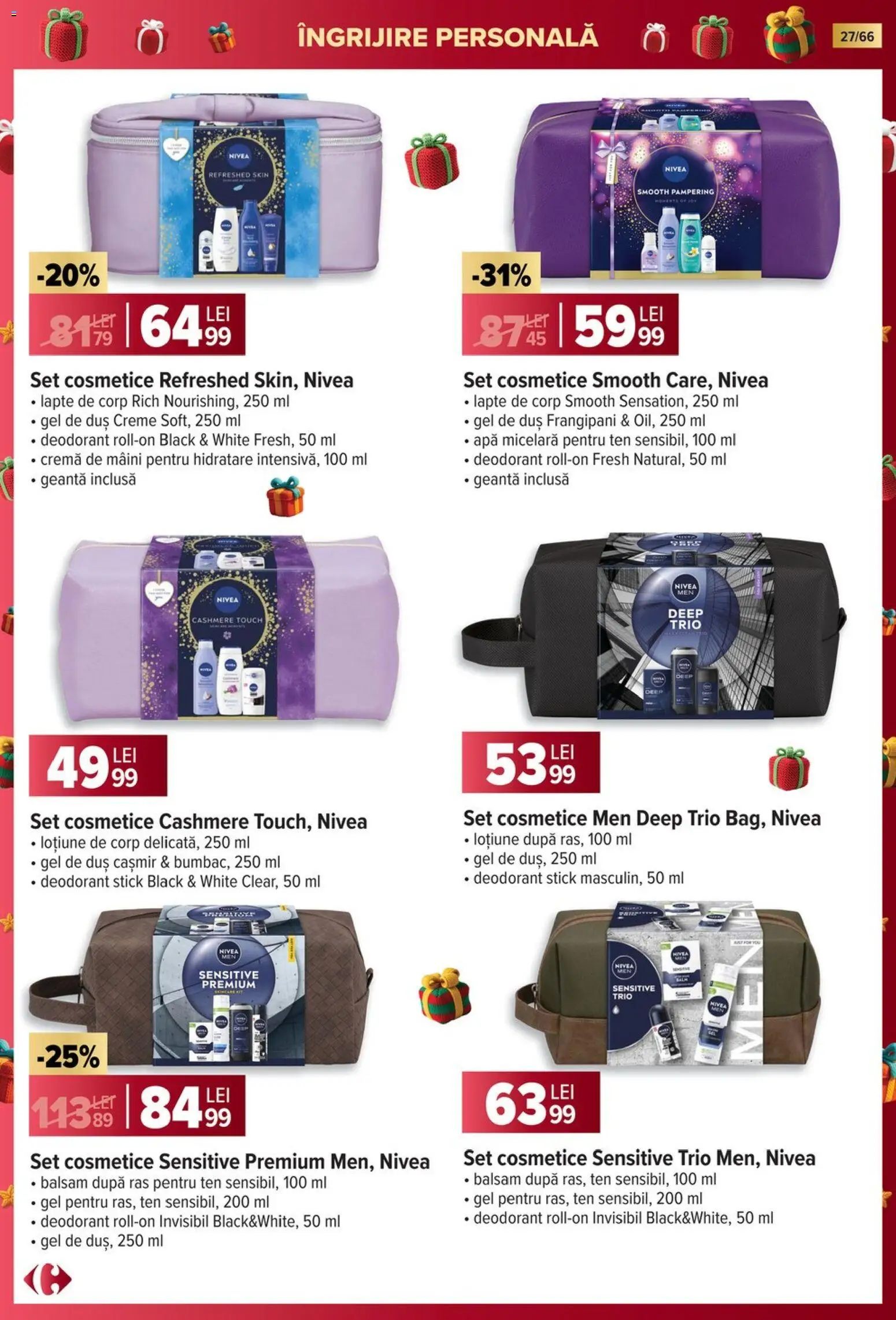 Noul catalog Carrefour – valabil de la 19.11.2025 | Pagină: 27 | Produse: Lapte, Apă micelară, Cremă de mâini, Deodorant