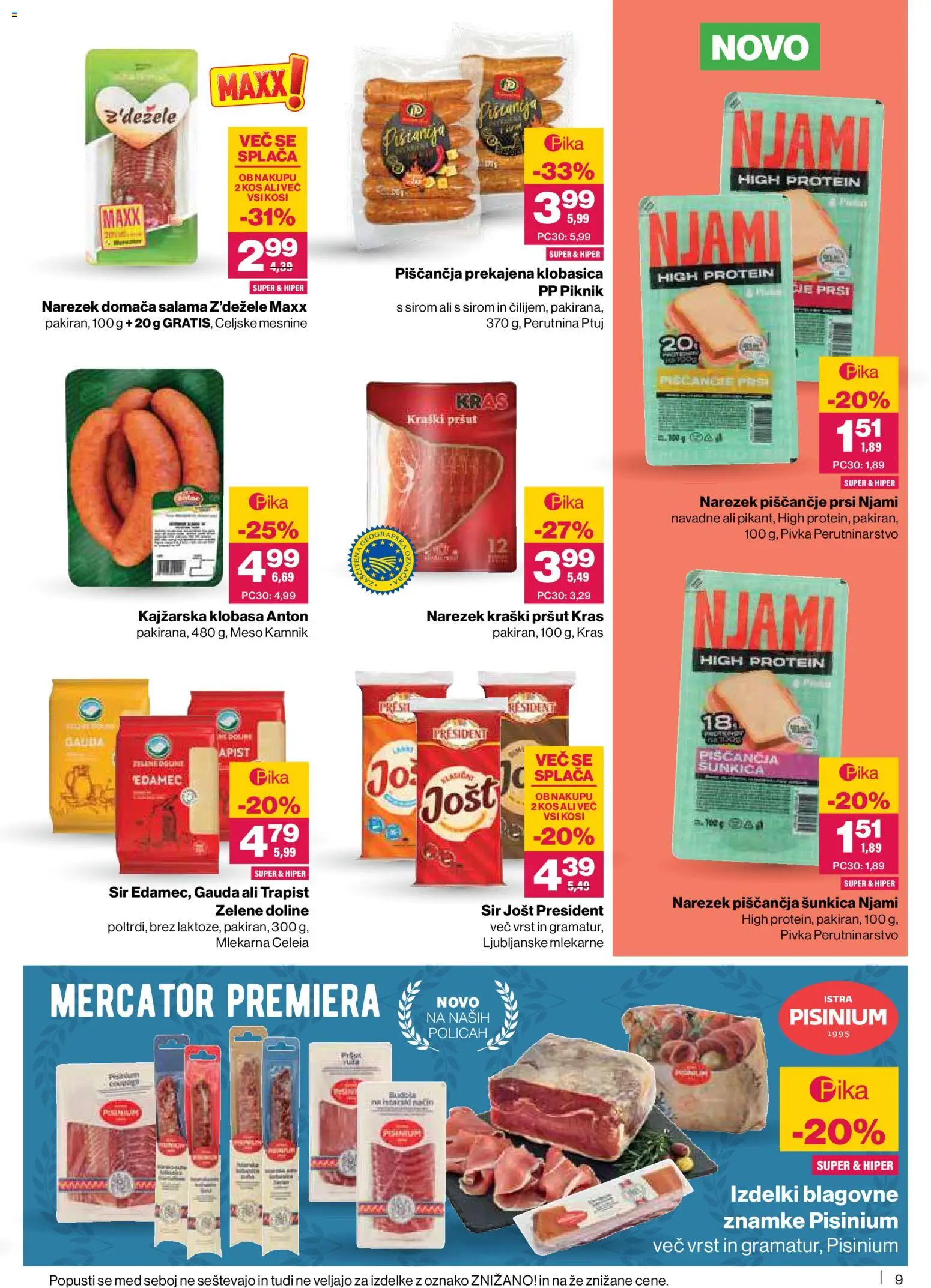 Novi Mercator katalog ponudbe – veljaven od 15.01.2026 | Stran: 9 | Izdelki: Pršut, Gauda, Narezek, Kos