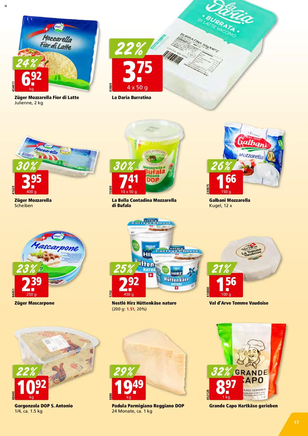 Aligro Aktionen Schlieren, Gossau SG, Frauenfeld, Rapperswil-Jona, Sargans, Bern, Brüttisellen, Pratteln, Emmen, Spreitenbach ab 25.08.2025 | Seite: 17 | Produkte: Mascarpone, Fennikel, Käse, Hüttenkäse
