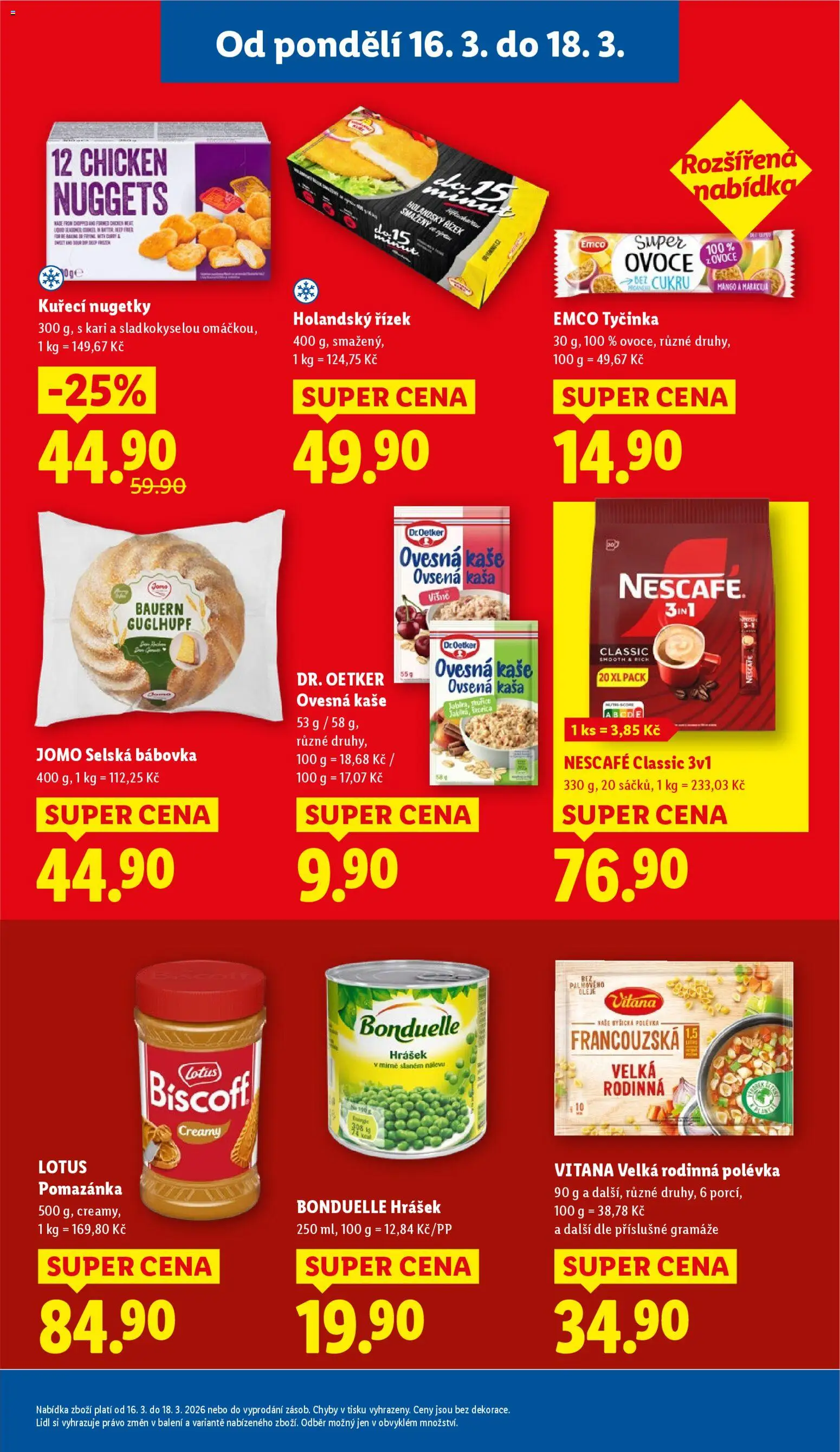 Lidl leták od 16.03.2026 | Strana: 21 | Produkty: Holandský řízek, Nugetky, Hrášek, Kaše