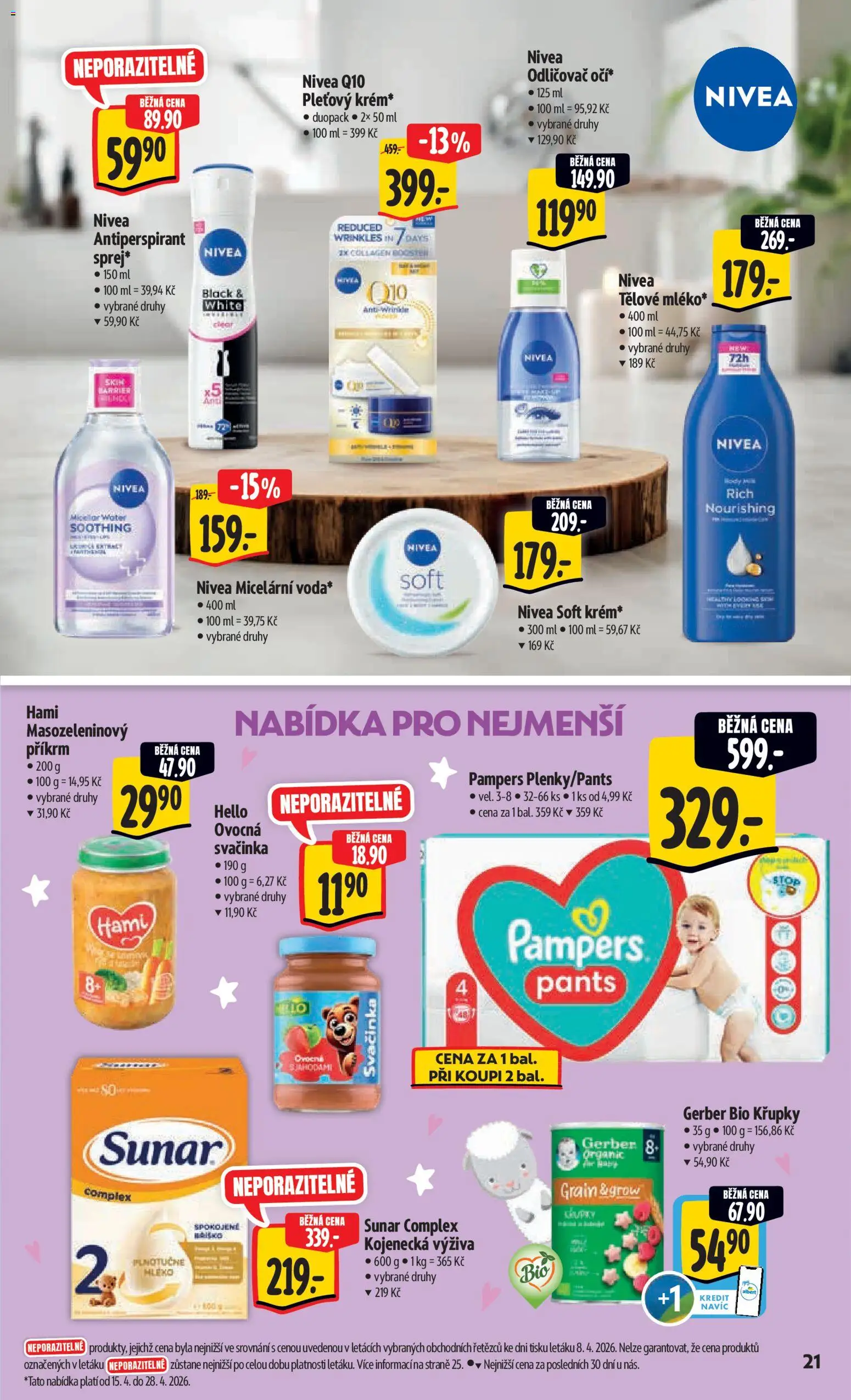 Albert leták - Hypermarket od 15.04.2026 | Strana: 29 | Produkty: Nivea, Sunar Complex, Křupky, Hami
