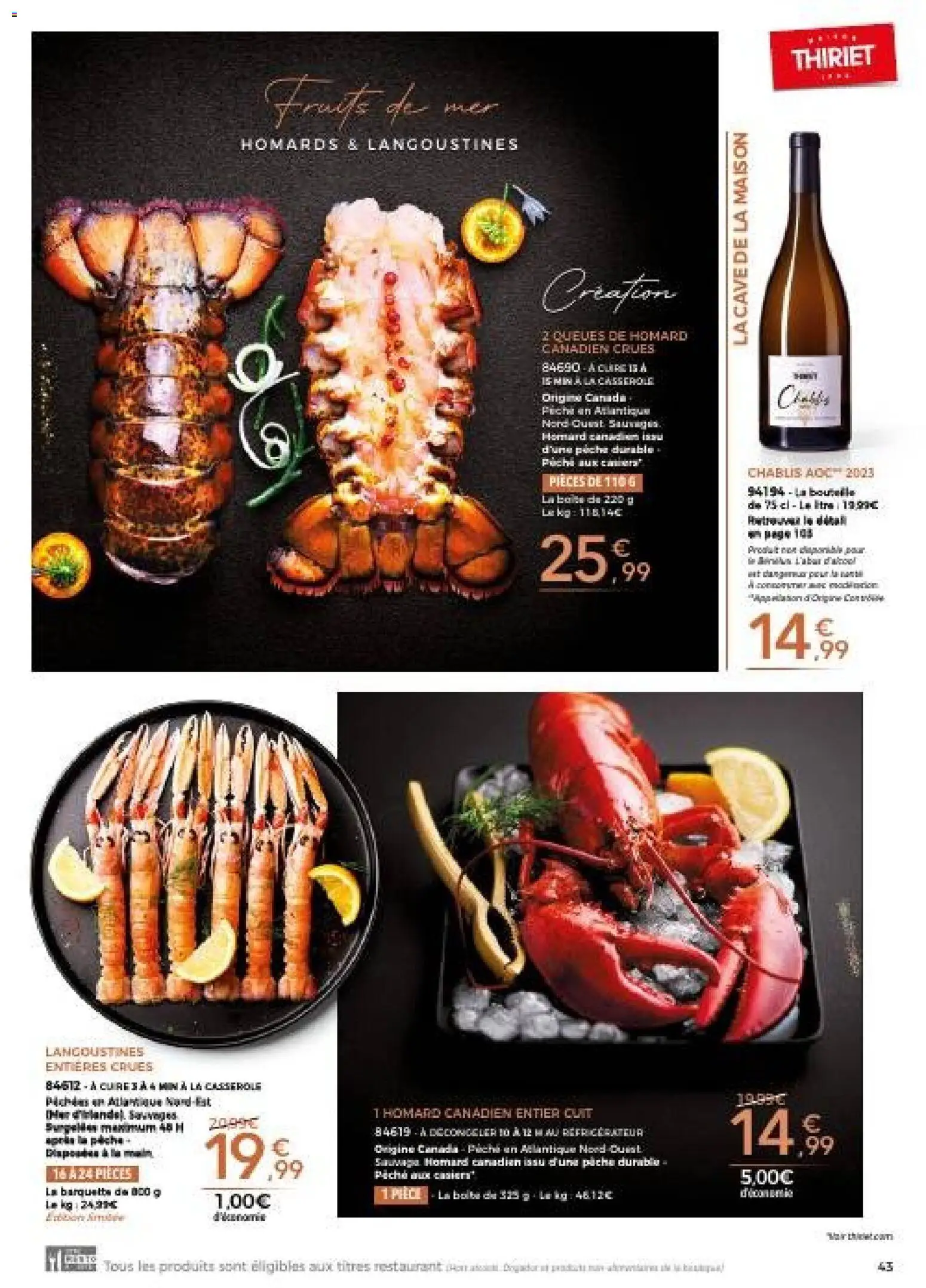 {H1} | Page: 43 | Produits: Fruits de mer, Casserole, Queues de homard, Homard