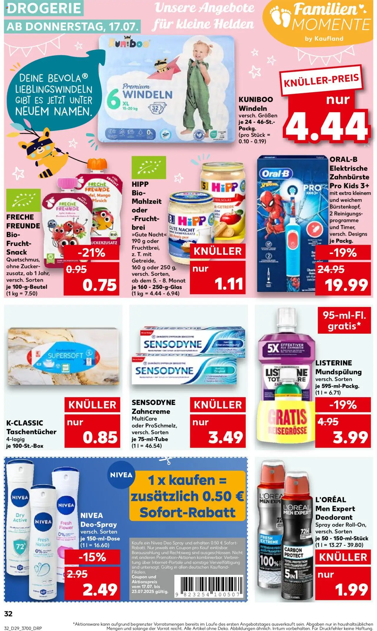 Kaufland prospekt Rostock	 - gültig ab dem 17.07.2025 | Seite: 32 | Produkte: Zahnbürste, Deospray, Getreide, Listerine