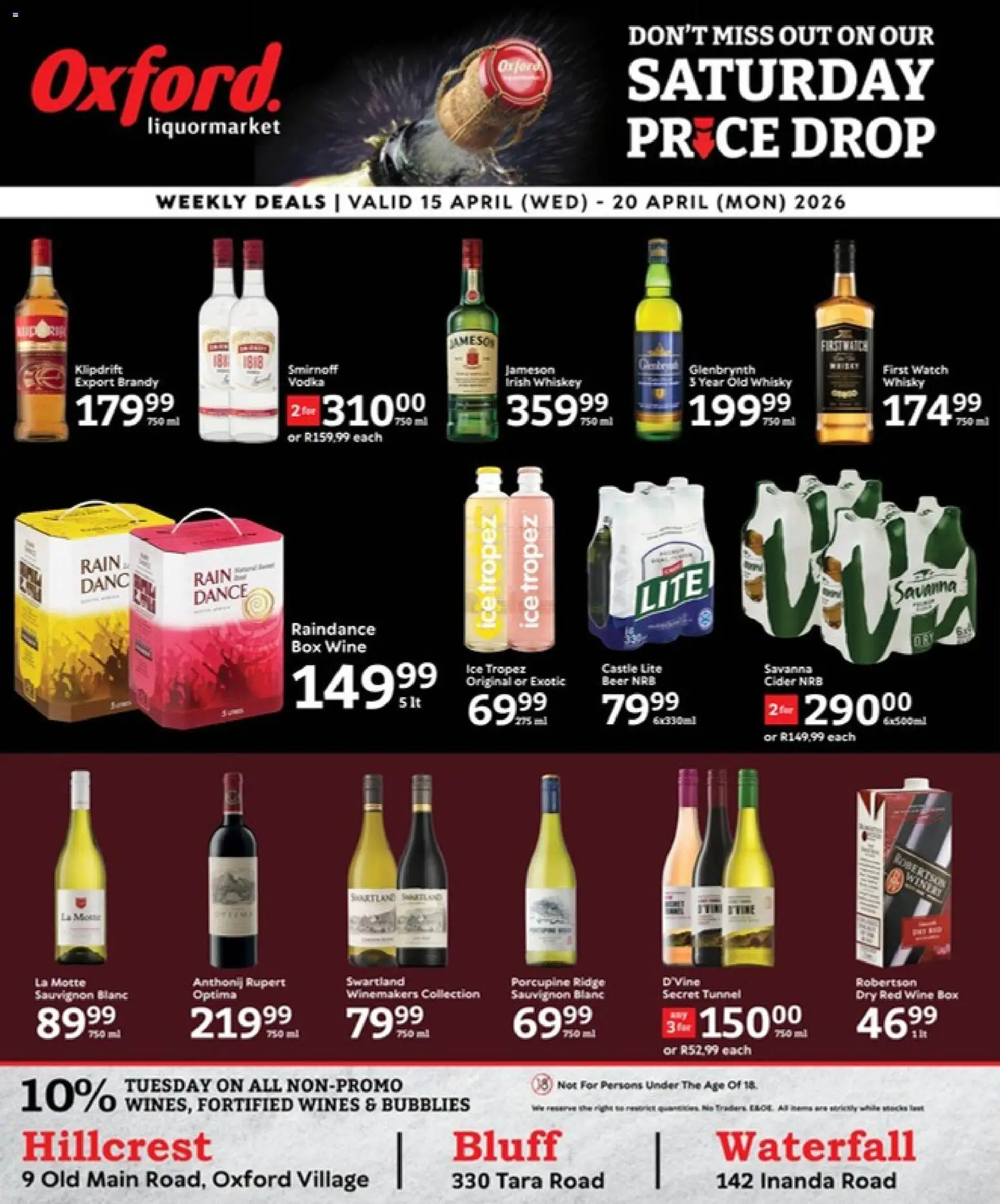 New Oxford Freshmarket catalogue – valid from 15.04.2026 | Page: 1 | Products: Box, Brandy, Beer, Vodka