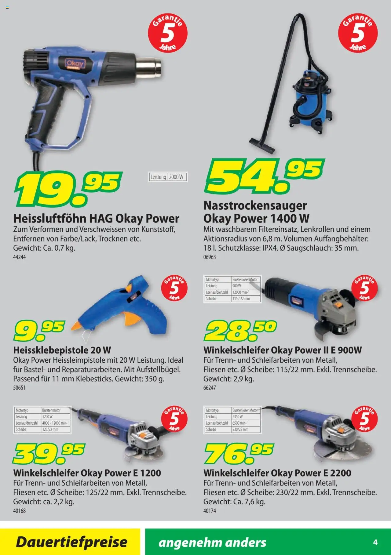 Landi Aktionen Elektrowerkzeuge Okay Power ab 29.01.2025 | Seite: 4 | Produkte: Scheibe, Gewicht